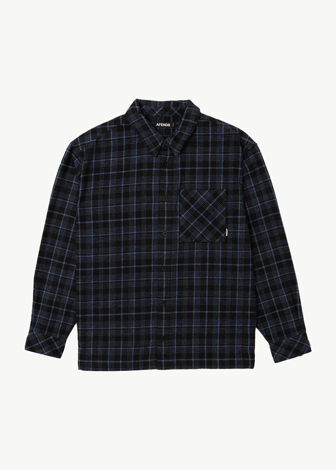 AFENDS Mens Questions - Flannel Shirt - Dusk Check 