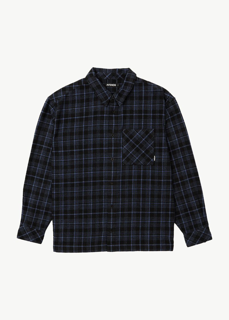 AFENDS Mens Questions - Flannel Shirt - Dusk Check