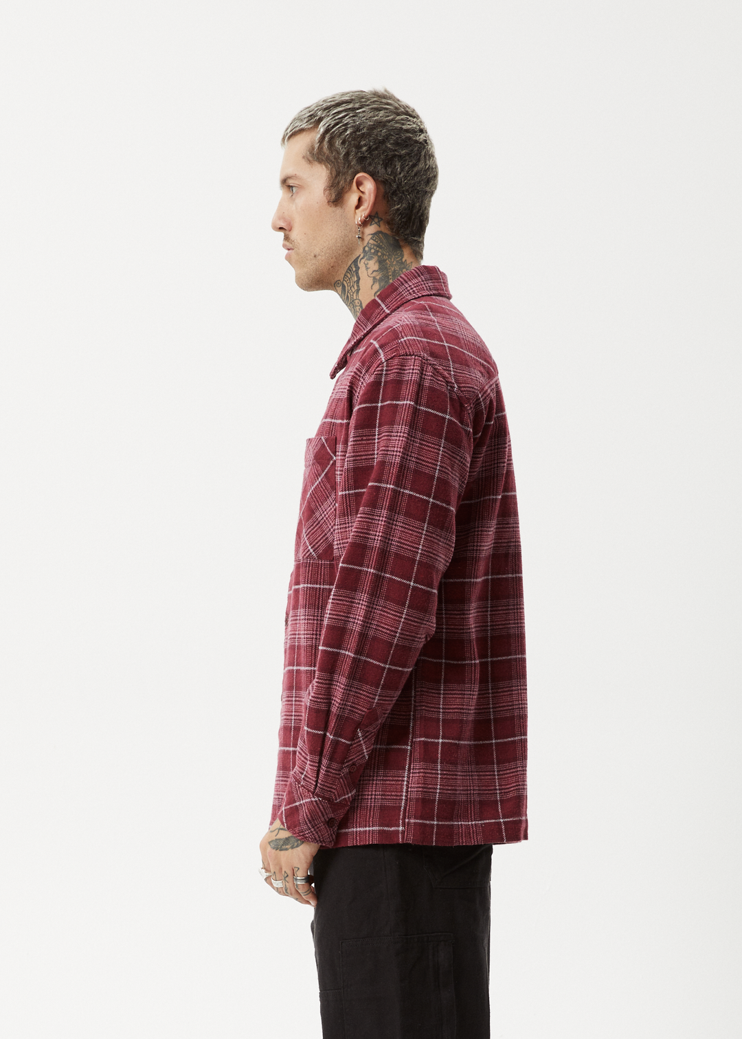 AFENDS Mens Questions - Flannel Shirt - Port 