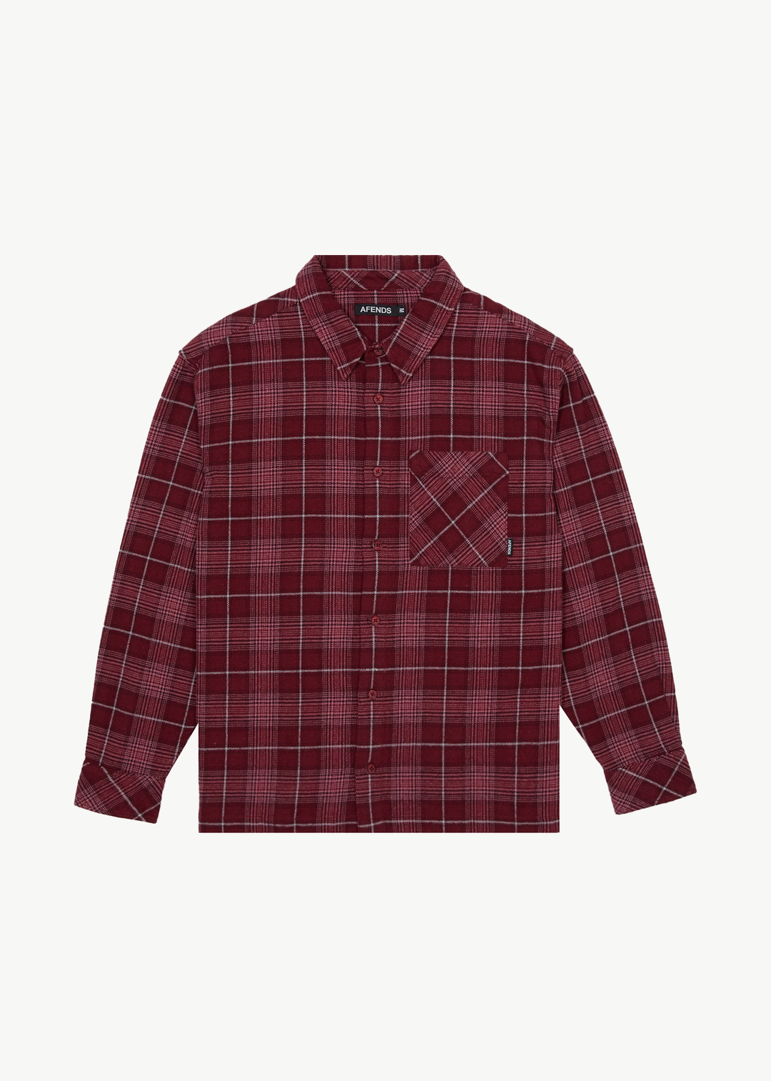 AFENDS Mens Questions - Flannel Shirt - Port 