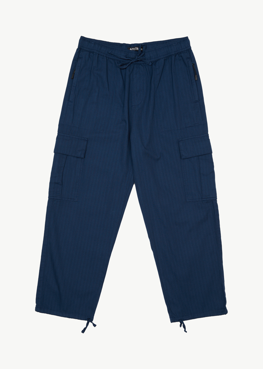 AFENDS Mens Atlas - Herringbone Cargo Pants - Navy 