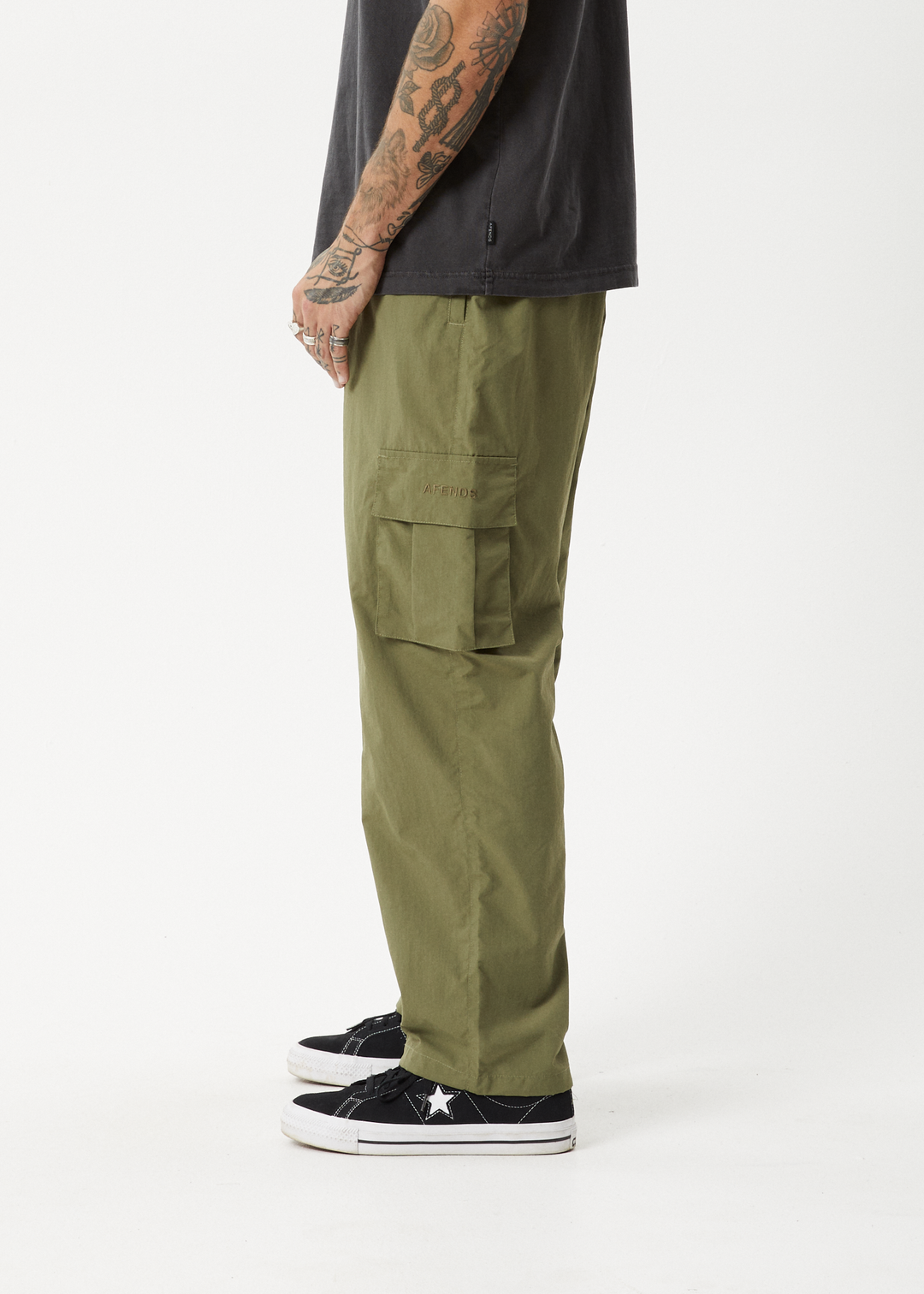 AFENDS Mens Badlands - Cargo Pants - Military 