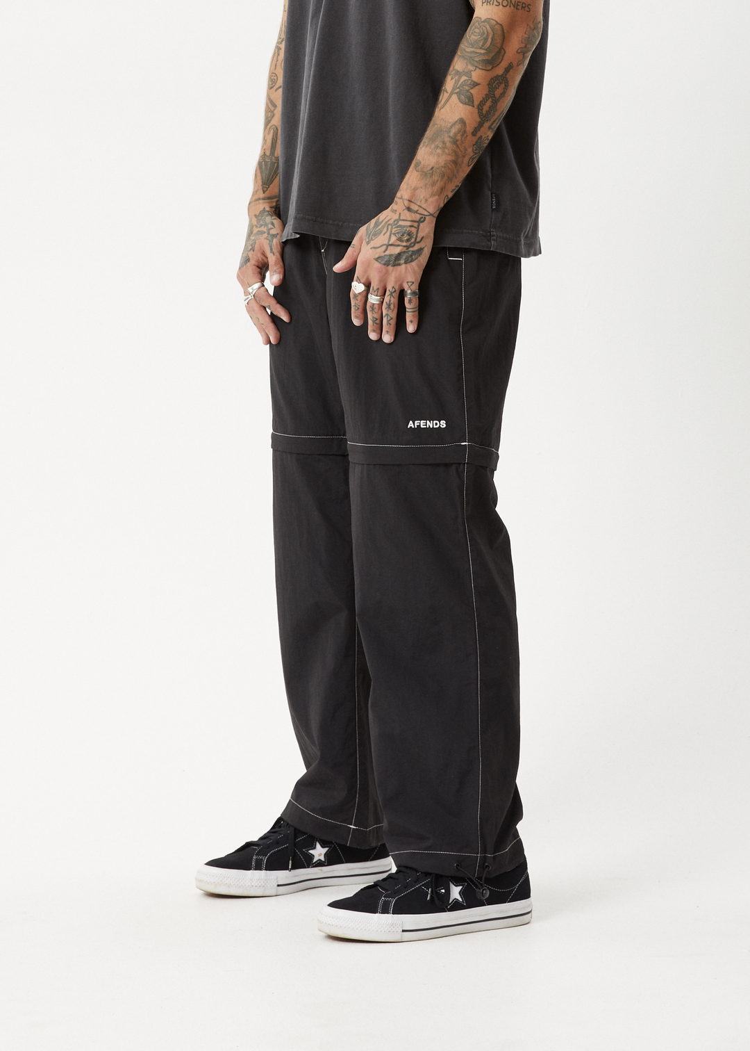 AFENDS Mens Valley - Zip Off Spray Pants - BLACK 