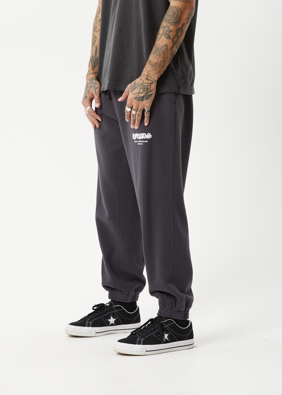 AFENDS Mens Gothic - Track Pants - Charcoal 