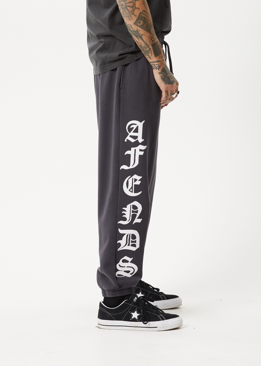 AFENDS Mens Gothic - Track Pants - Charcoal 