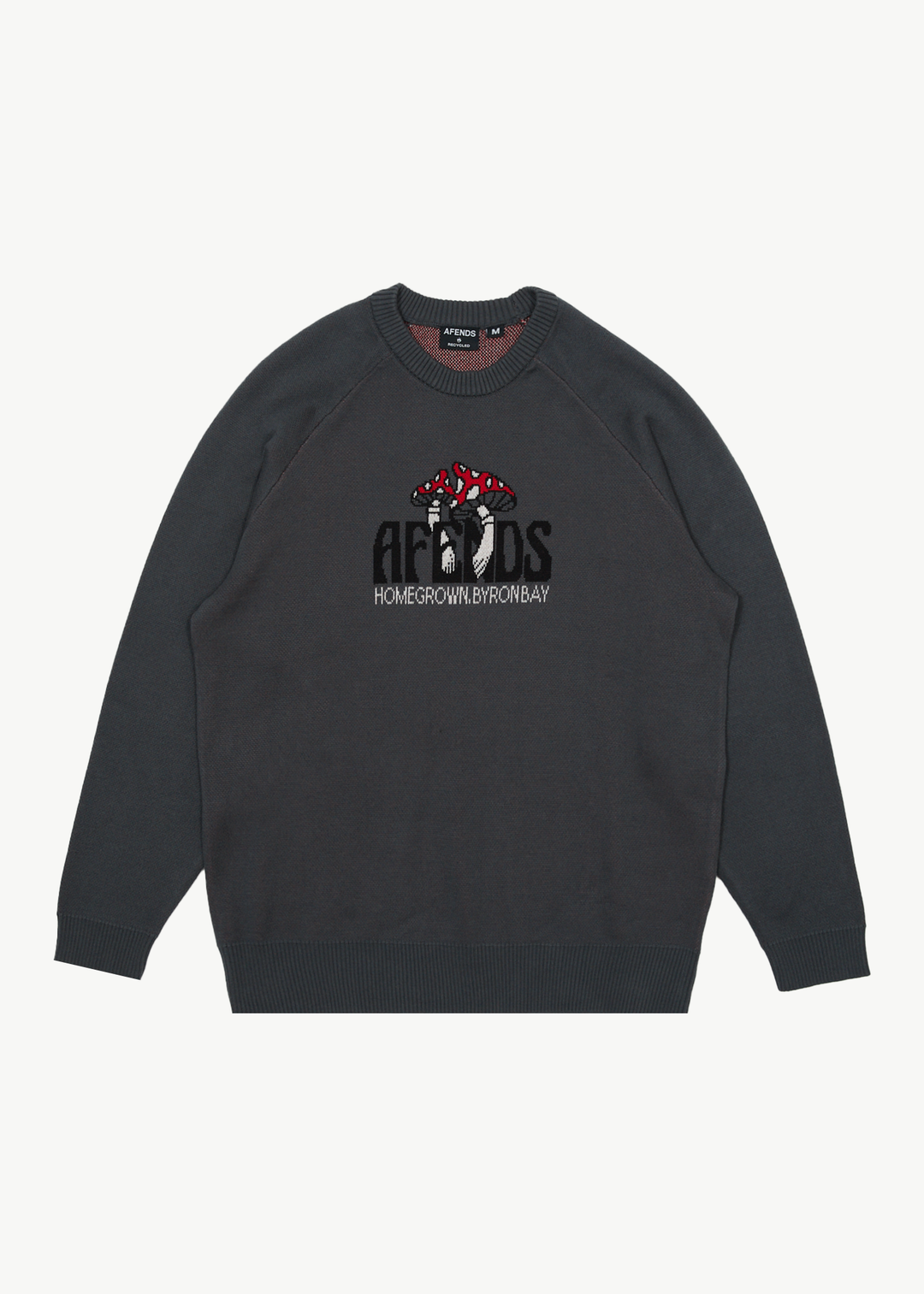 AFENDS Mens Let It Grow - Raglan Knit - Charcoal 