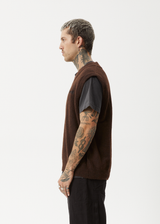 Afends Mens Gothic - Knit Vest - Coffee - Afends mens gothic   knit vest   coffee 