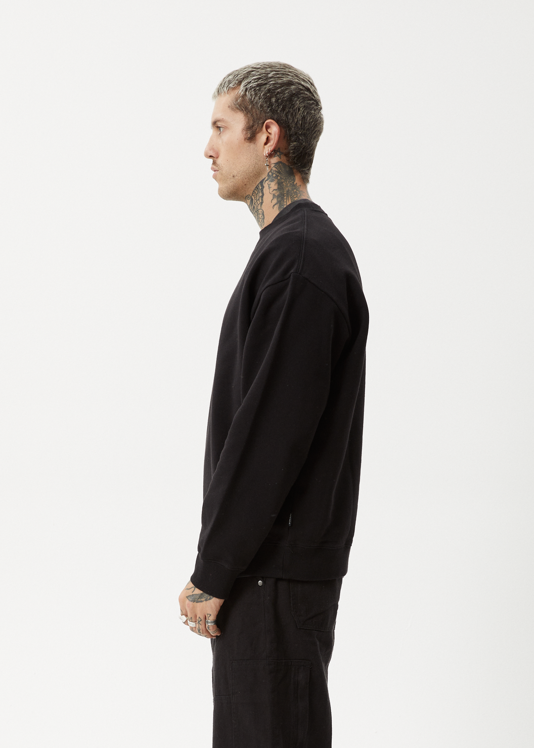 AFENDS Mens Break Through - Crew Neck - Black 