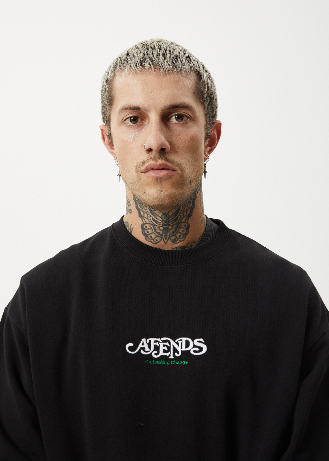 AFENDS Mens Break Through - Crew Neck - Black 