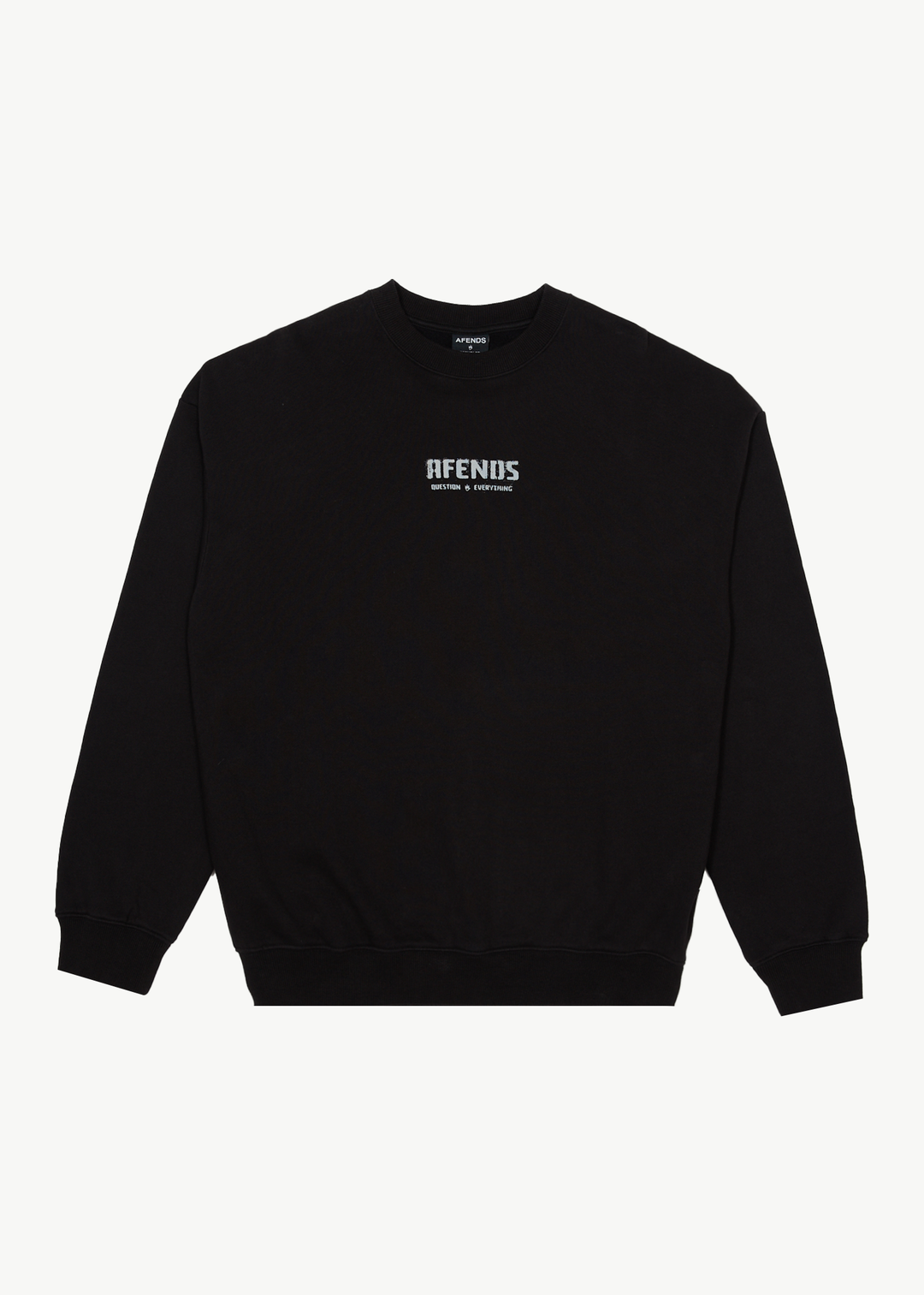 AFENDS Mens Questions Crew Neck Black