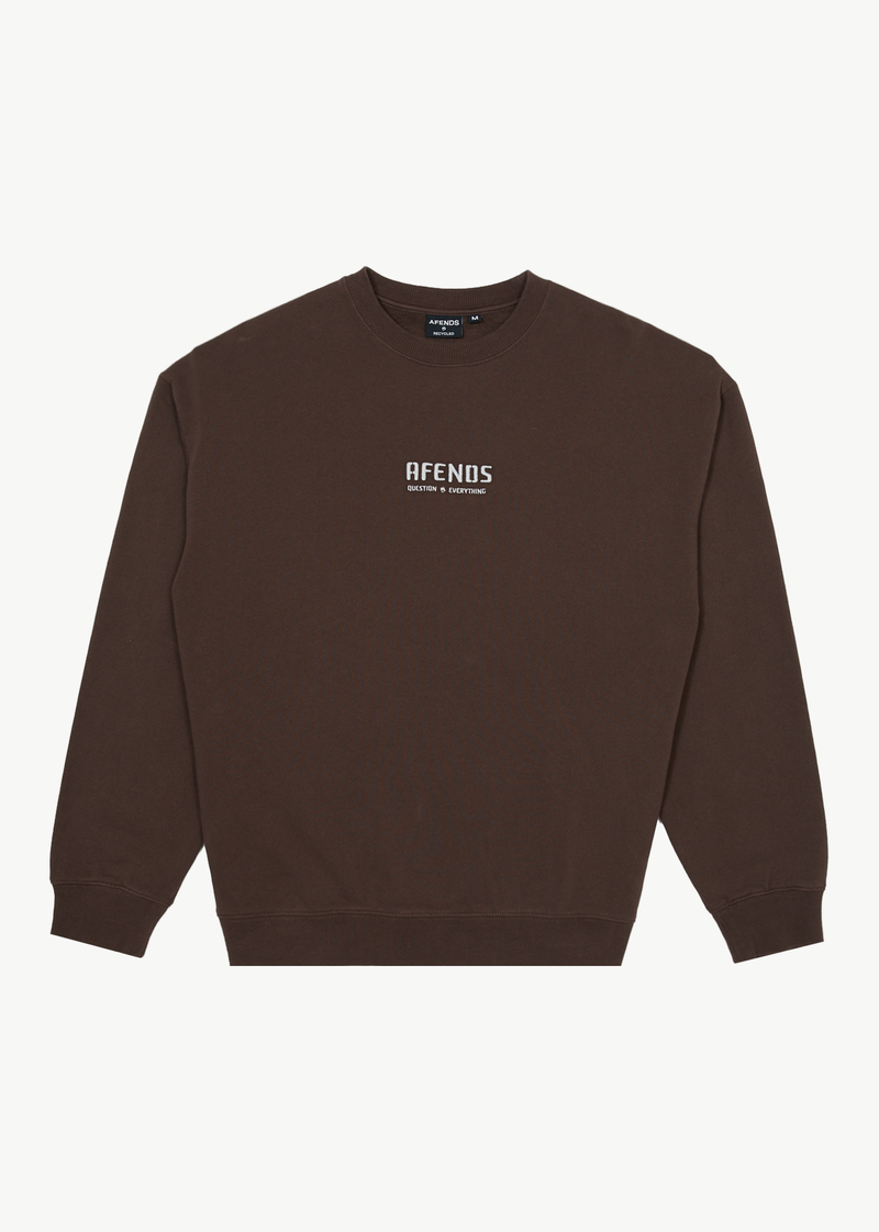Afends Mens Questions - Crew Neck - Coffee