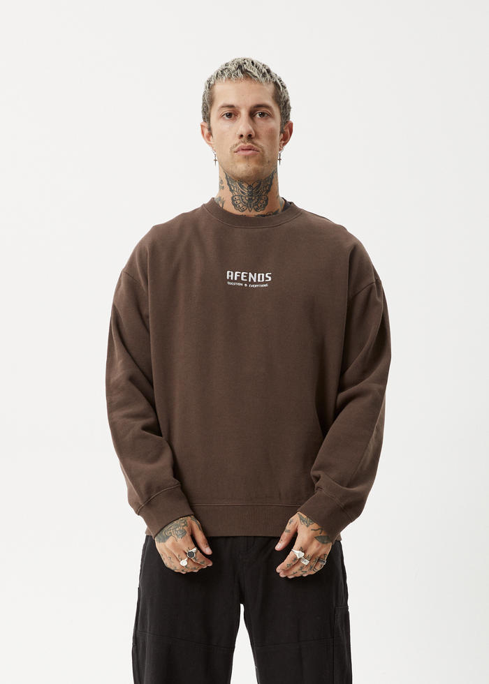 Afends Mens Questions - Crew Neck - Coffee 
