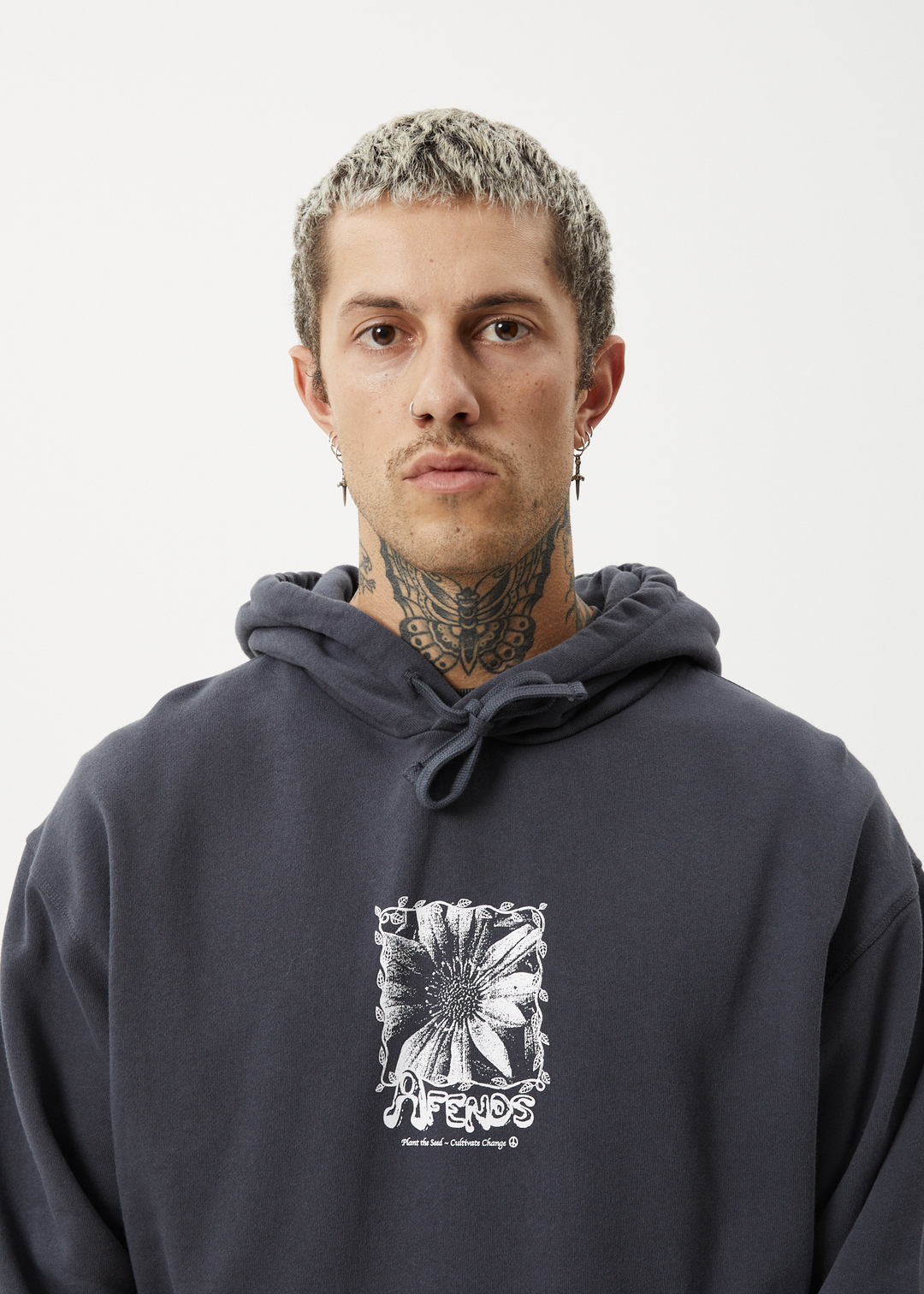 AFENDS Mens Sunflower - Pull On Hood - Charcoal 