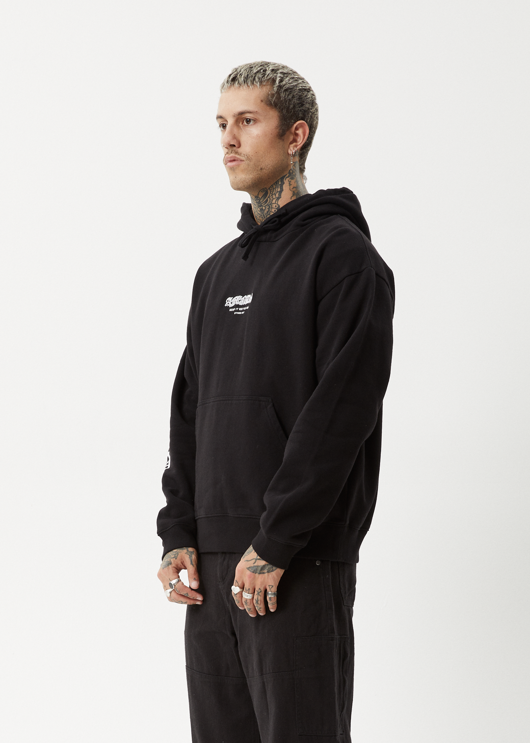 AFENDS Mens Gothic - Pull On Hood - Black 