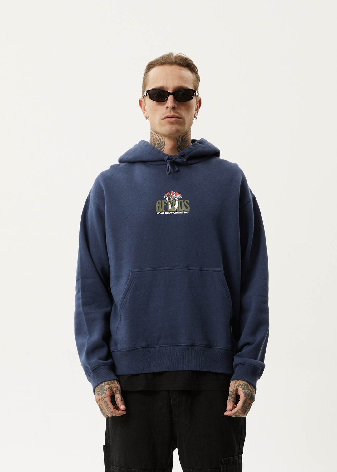 AFENDS Mens Let It Grow - Pull On Hood - Navy 