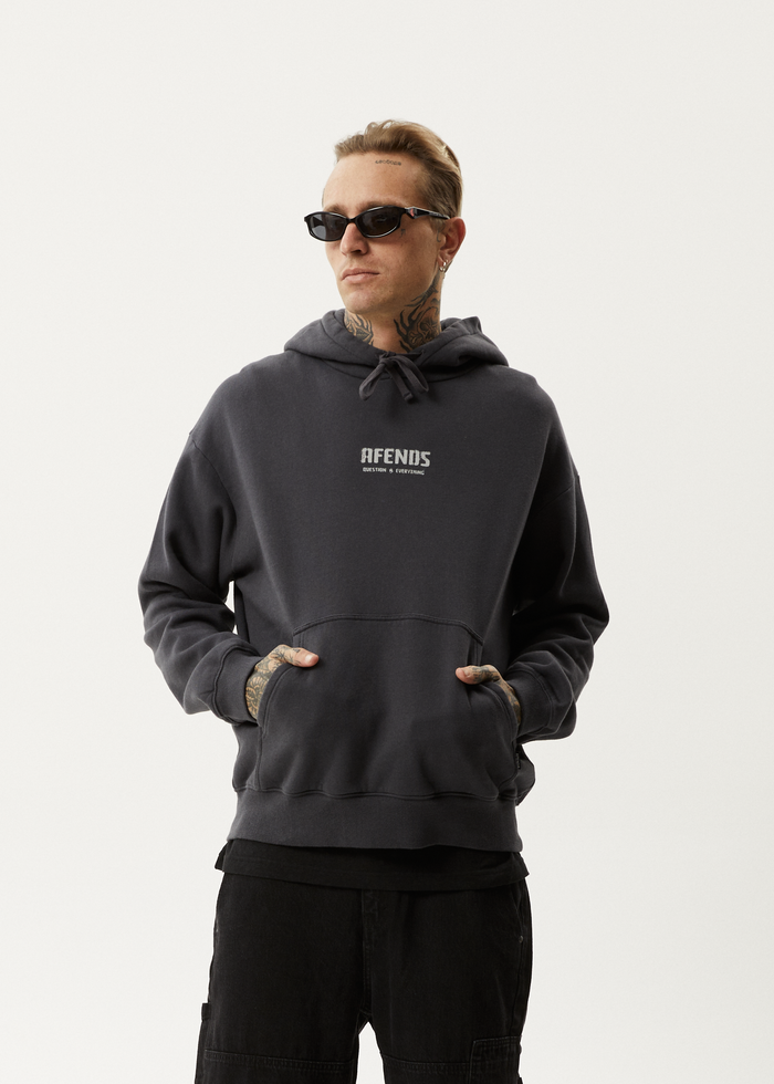 Afends Mens Questions - Pull On Hood - Charcoal 