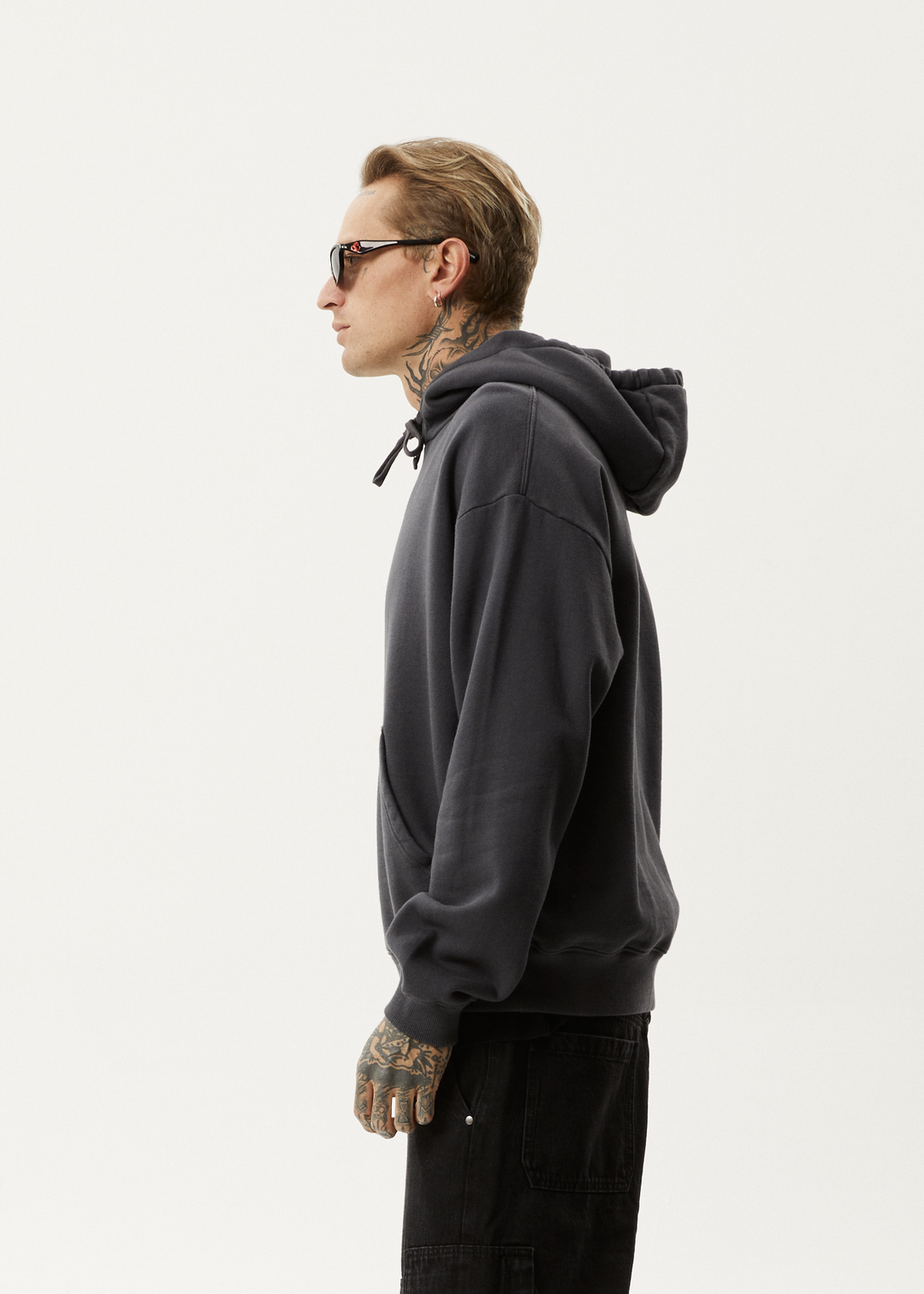 AFENDS Mens Questions - Pull On Hood - Charcoal 