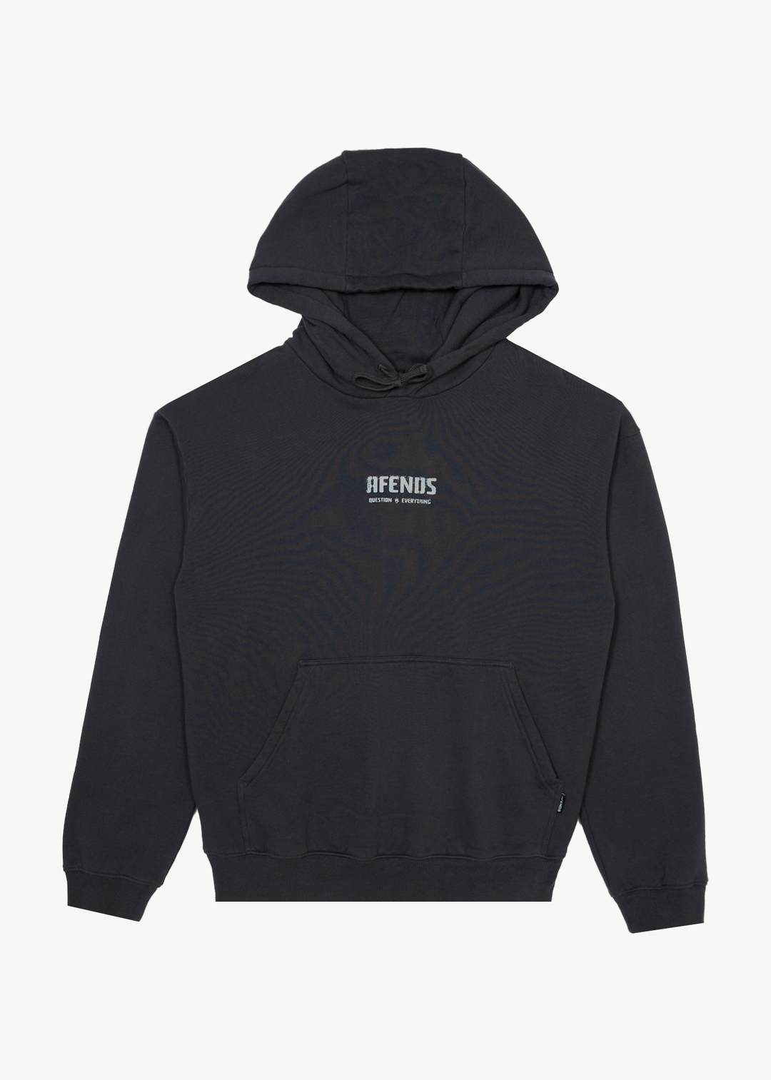 AFENDS Mens Questions - Pull On Hood - Charcoal 