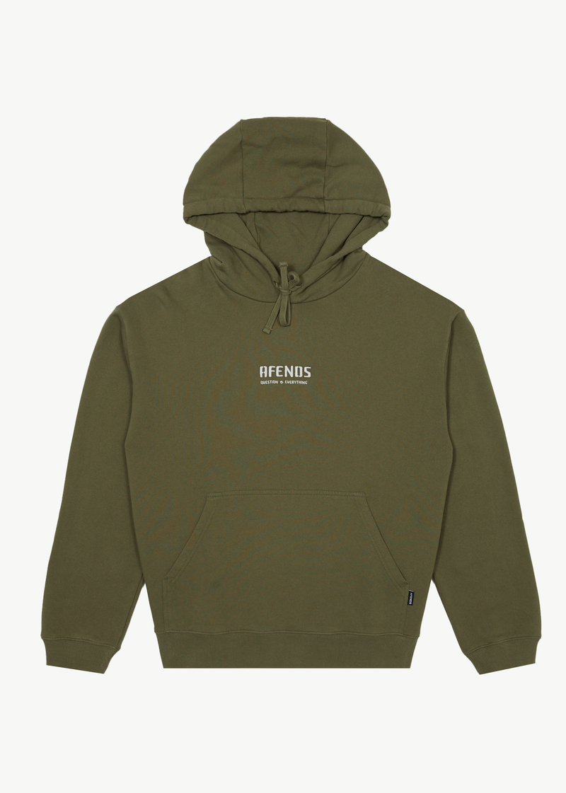 Afends Mens Questions - Pull On Hood - Military