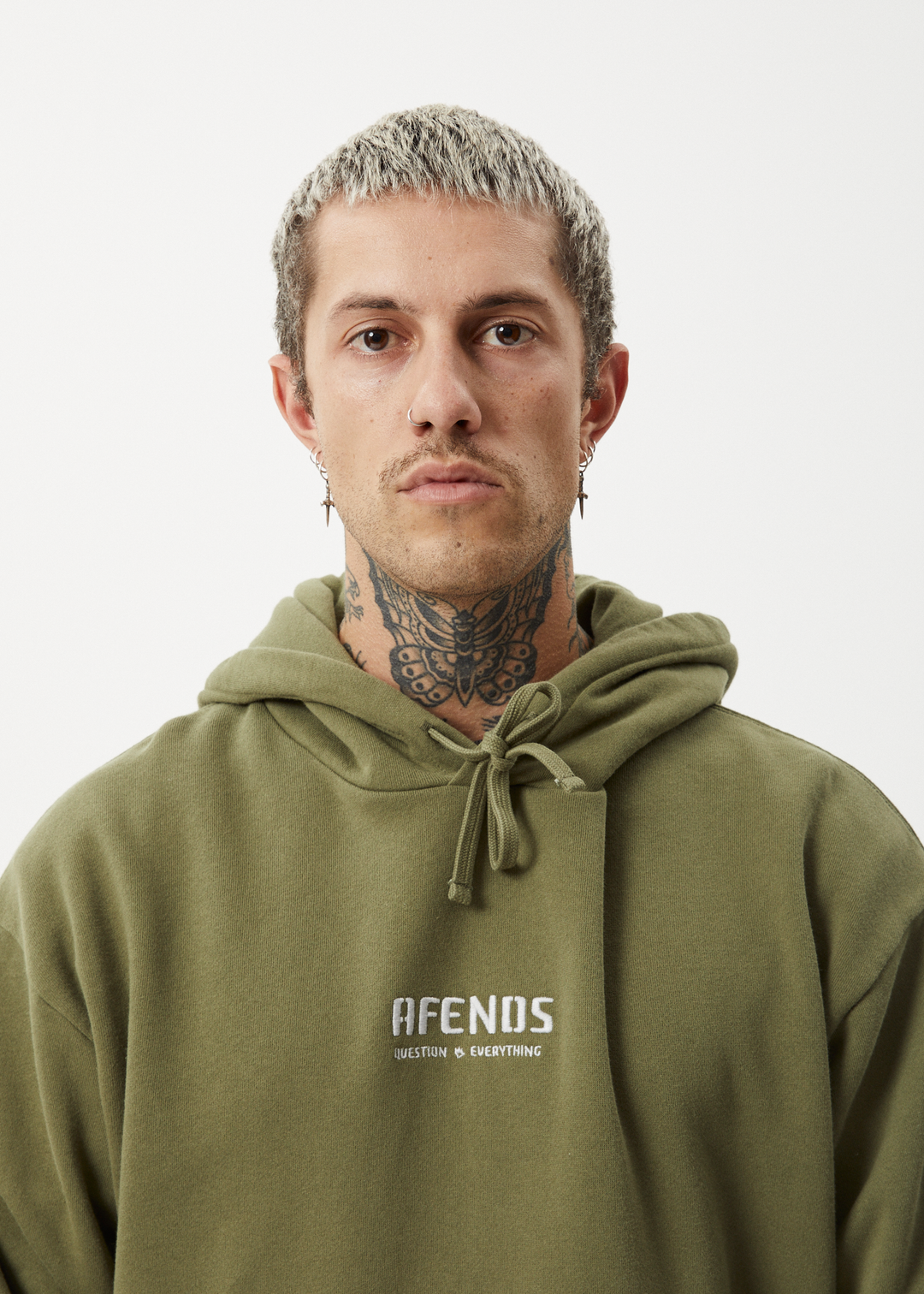 AFENDS Mens Questions - Pull On Hood - Military 