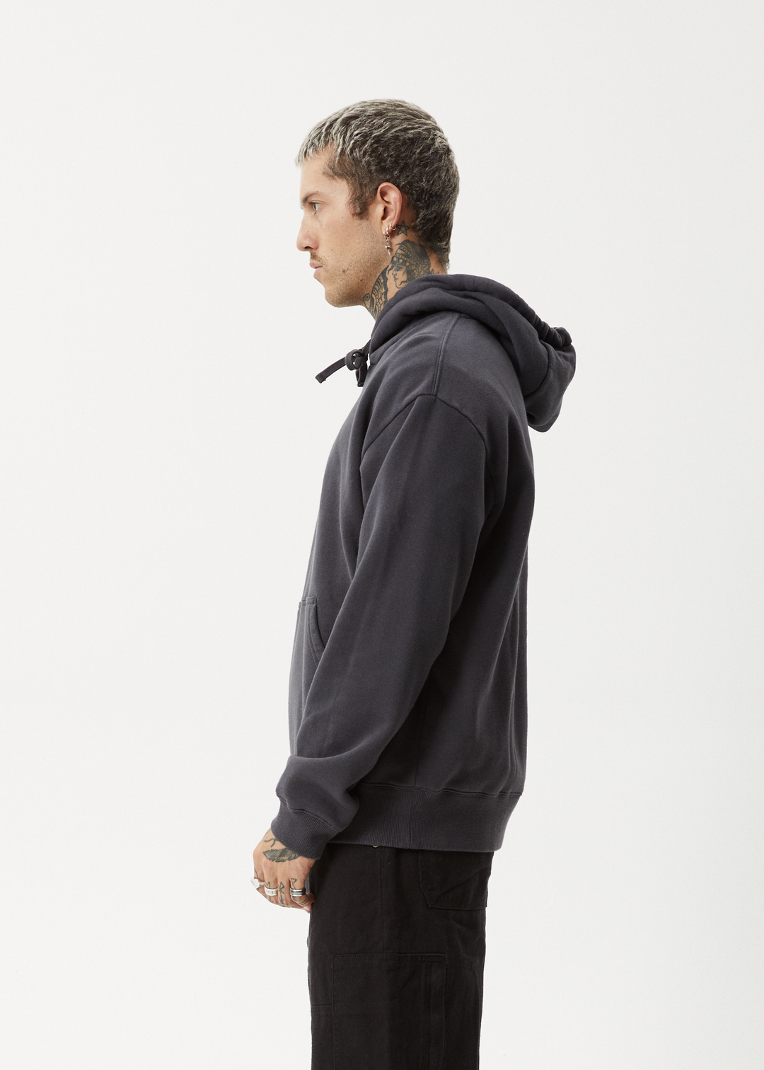 AFENDS Mens Vinyl - Pull On Hood - Charcoal 