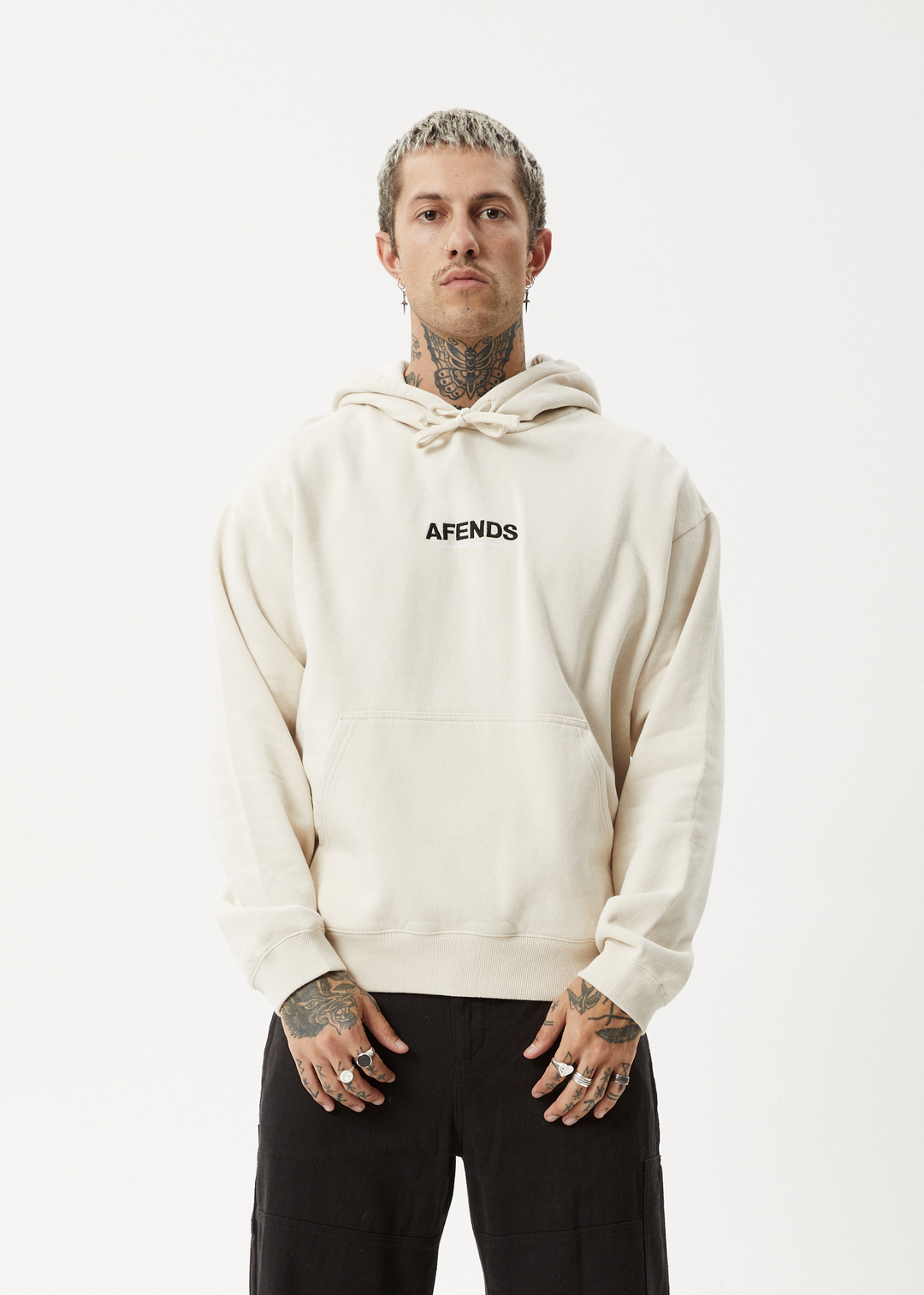 AFENDS Mens Vinyl - Pull On Hood - Moonbeam 