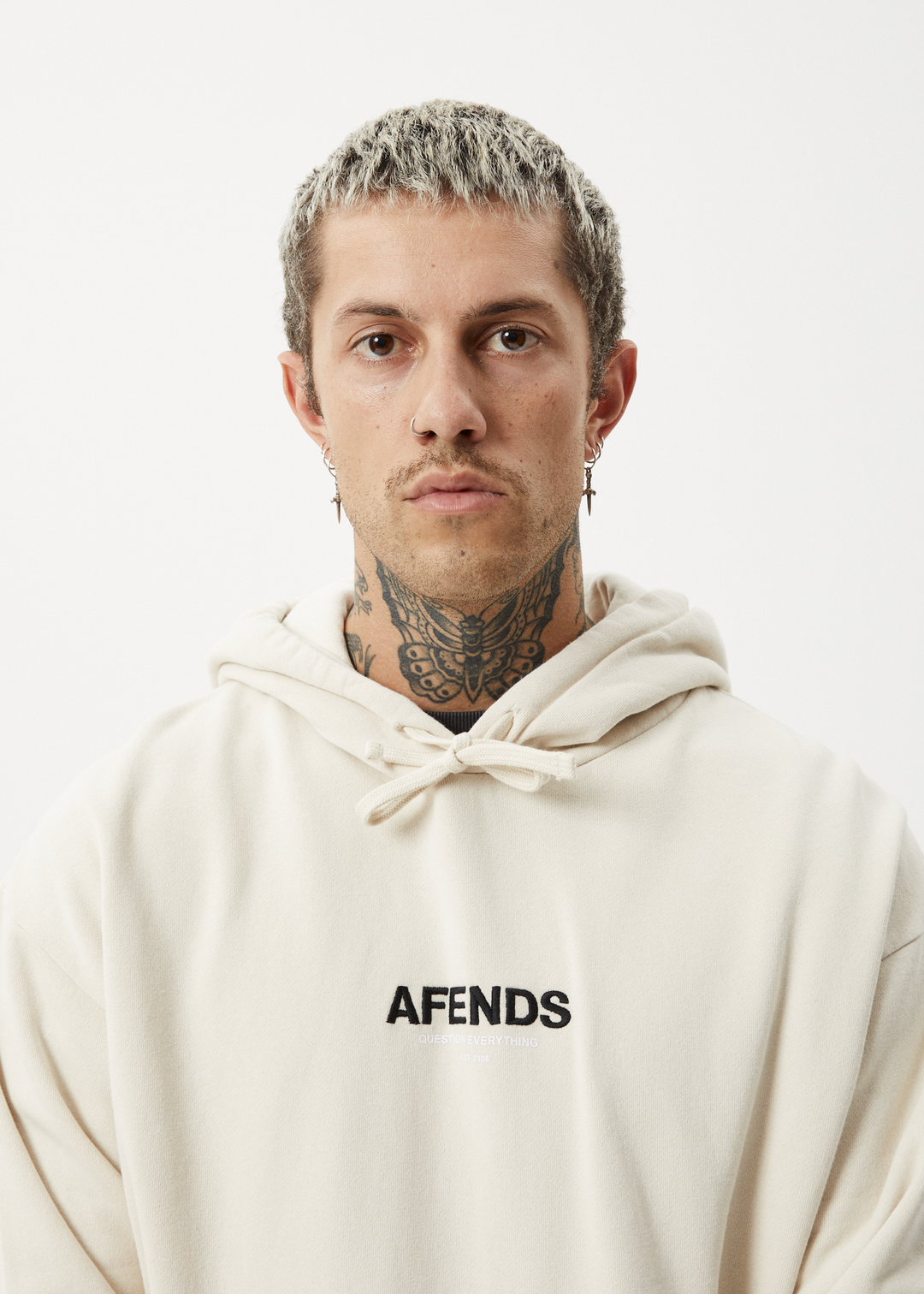 AFENDS Mens Vinyl - Pull On Hood - Moonbeam 