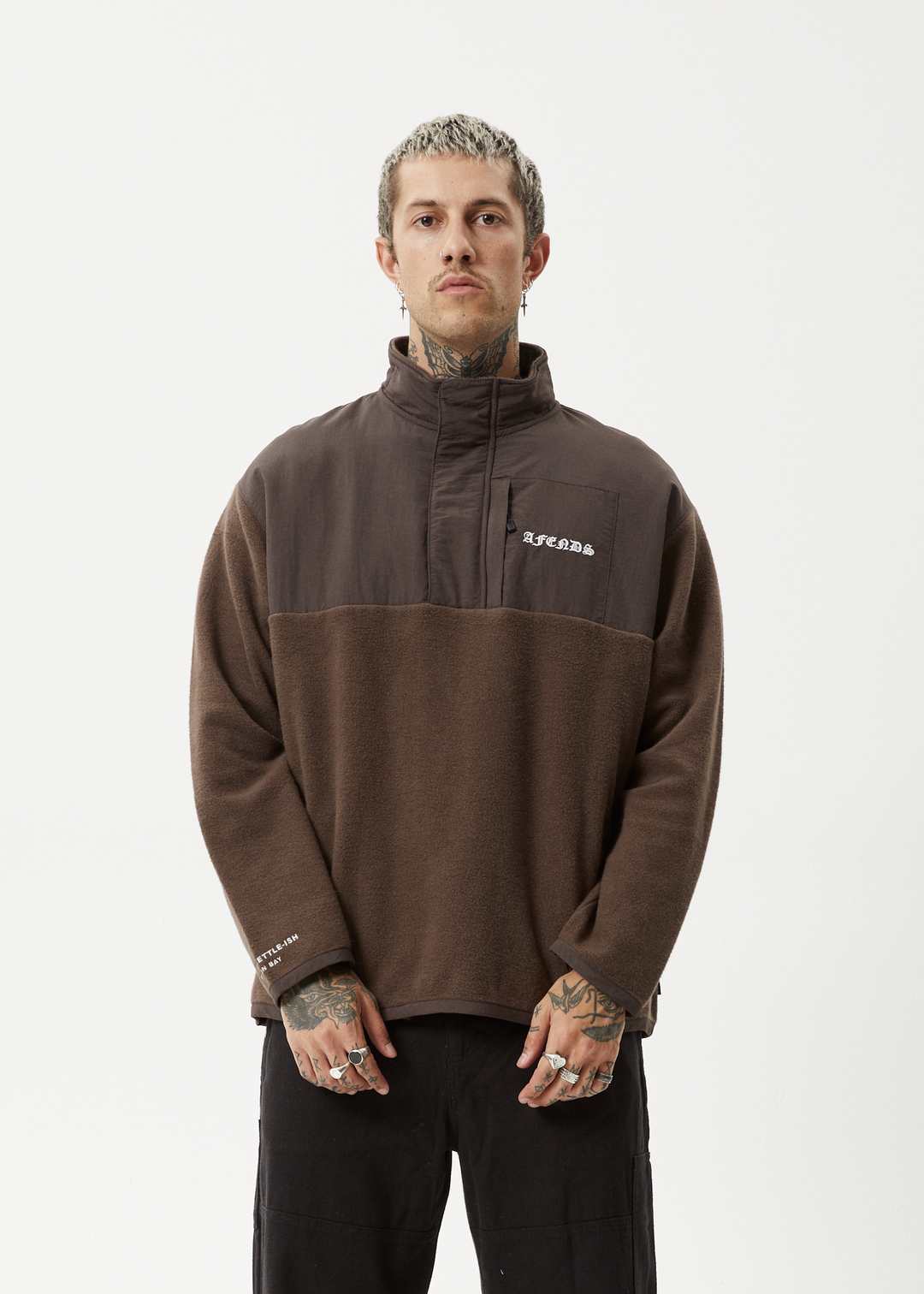 AFENDS Mens Gothic - Fleece Pullover - Coffee 