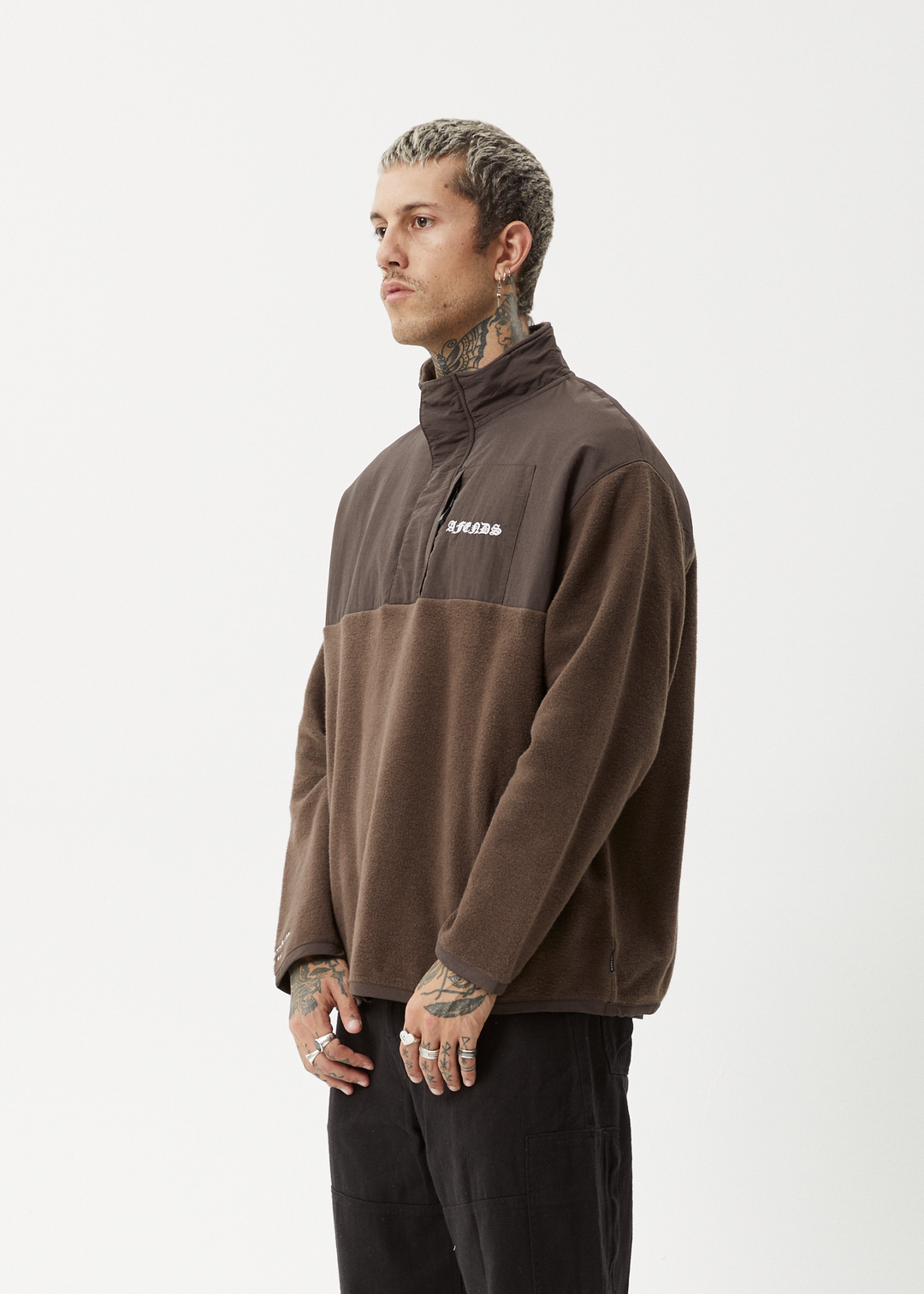 AFENDS Mens Gothic - Fleece Pullover - Coffee 