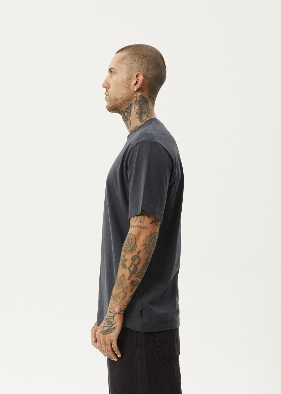 AFENDS Mens Flatline - Retro Fit Tee - Charcoal 