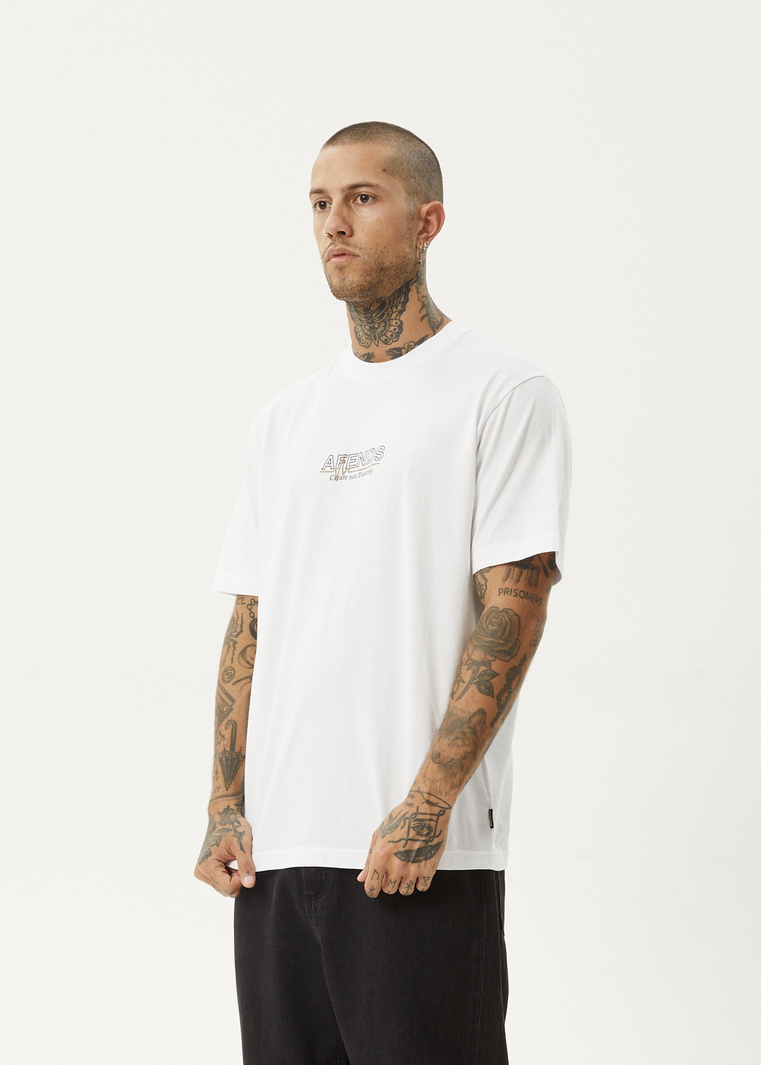 AFENDS Mens Flatline - Retro Fit Tee - White 