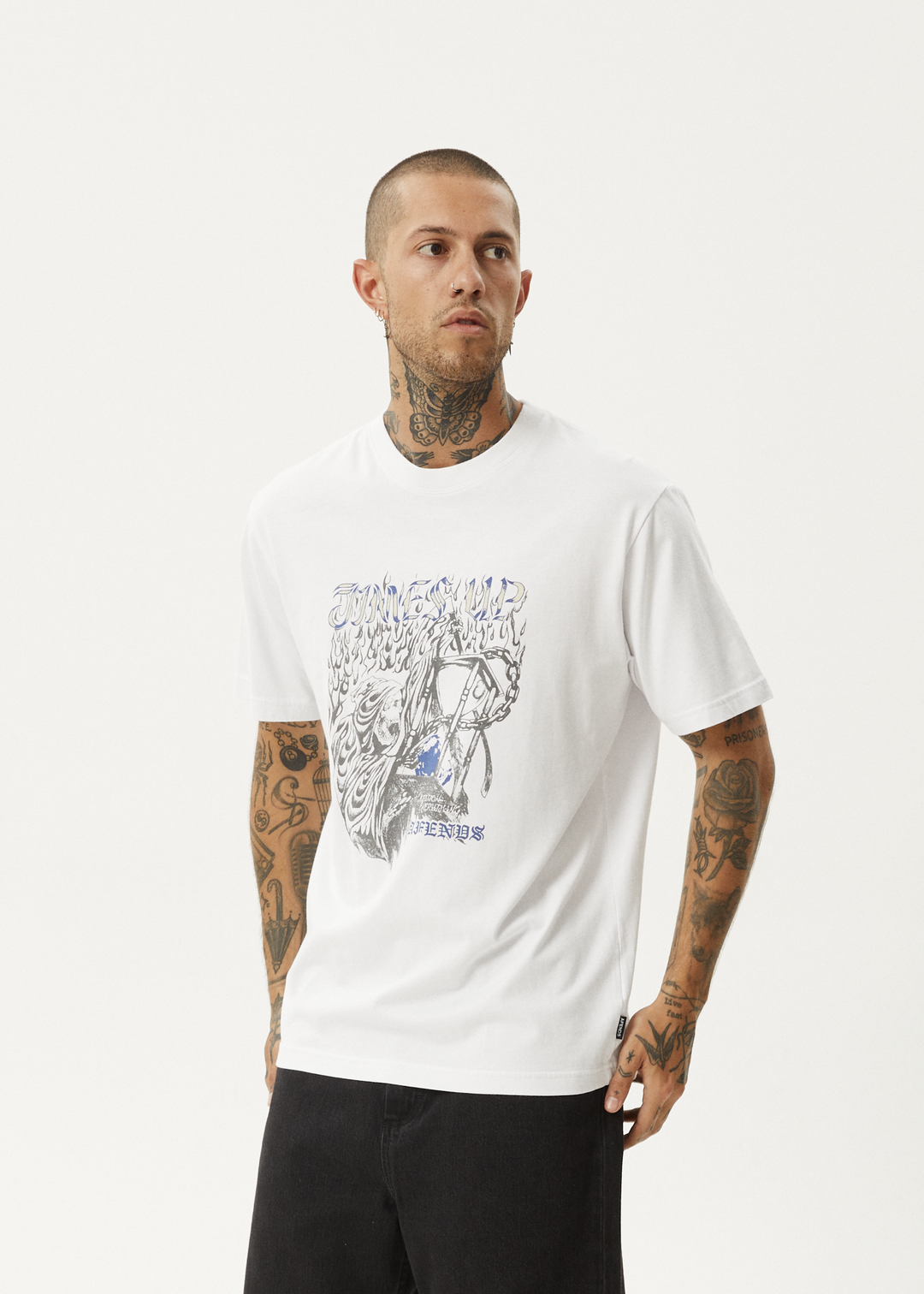 AFENDS Mens Times Up - Retro Fit Tee - White 