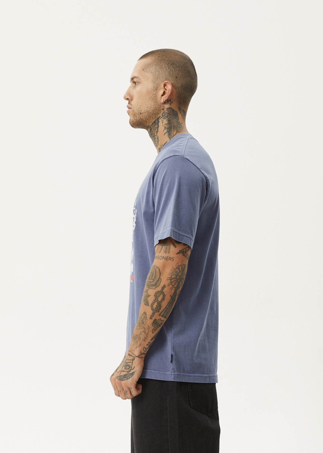 AFENDS Mens Times Up - Retro Fit Tee - Washed Marlin 