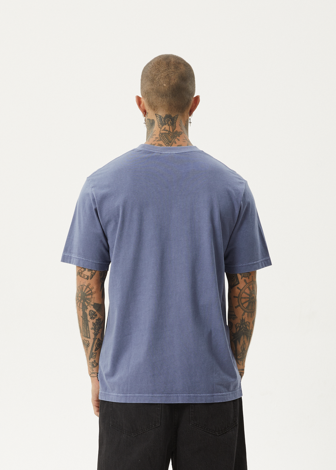 AFENDS Mens Times Up - Retro Fit Tee - Washed Marlin 