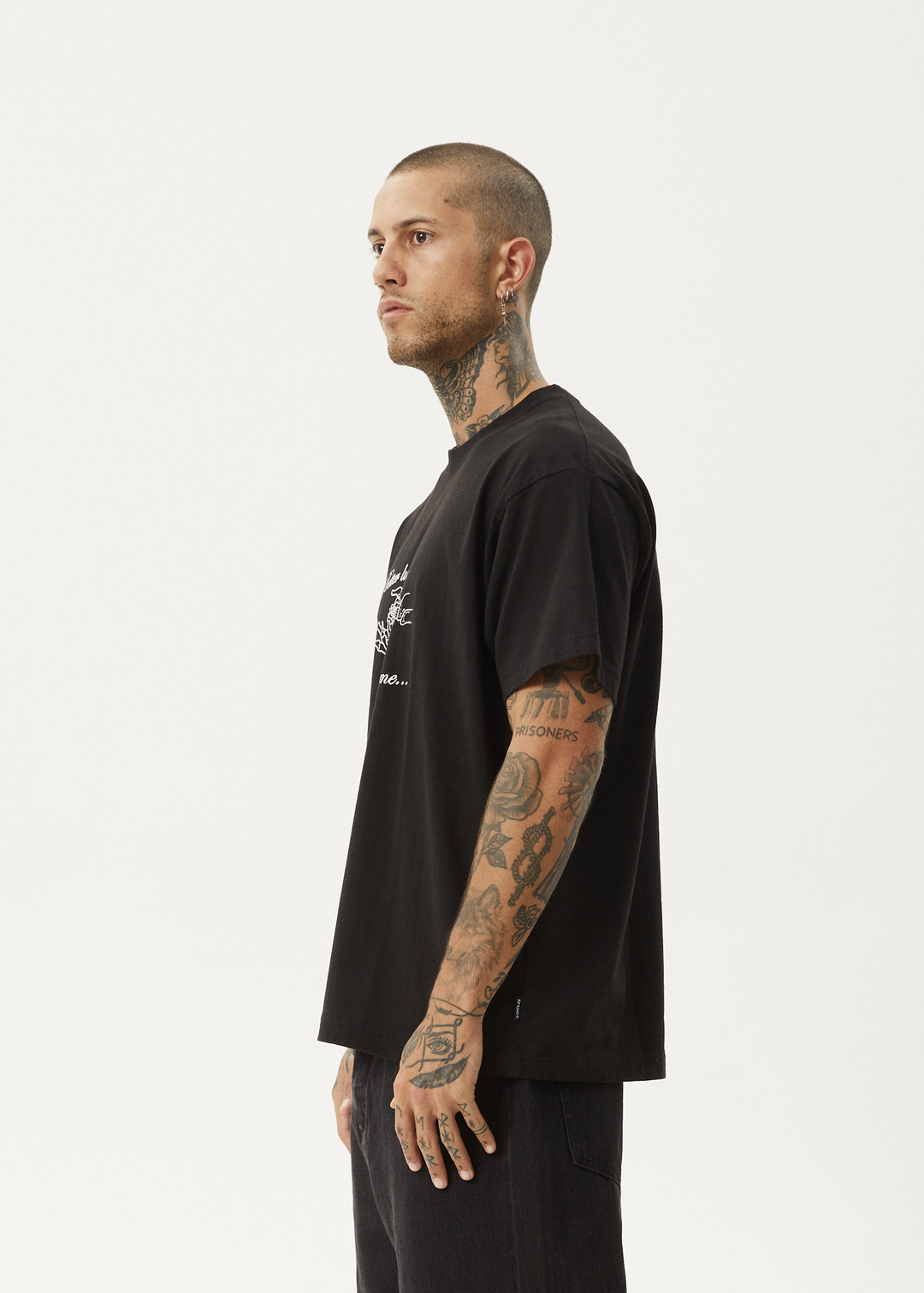 AFENDS Mens Bad Luck - Heavy Boxy Fit Tee - Black 