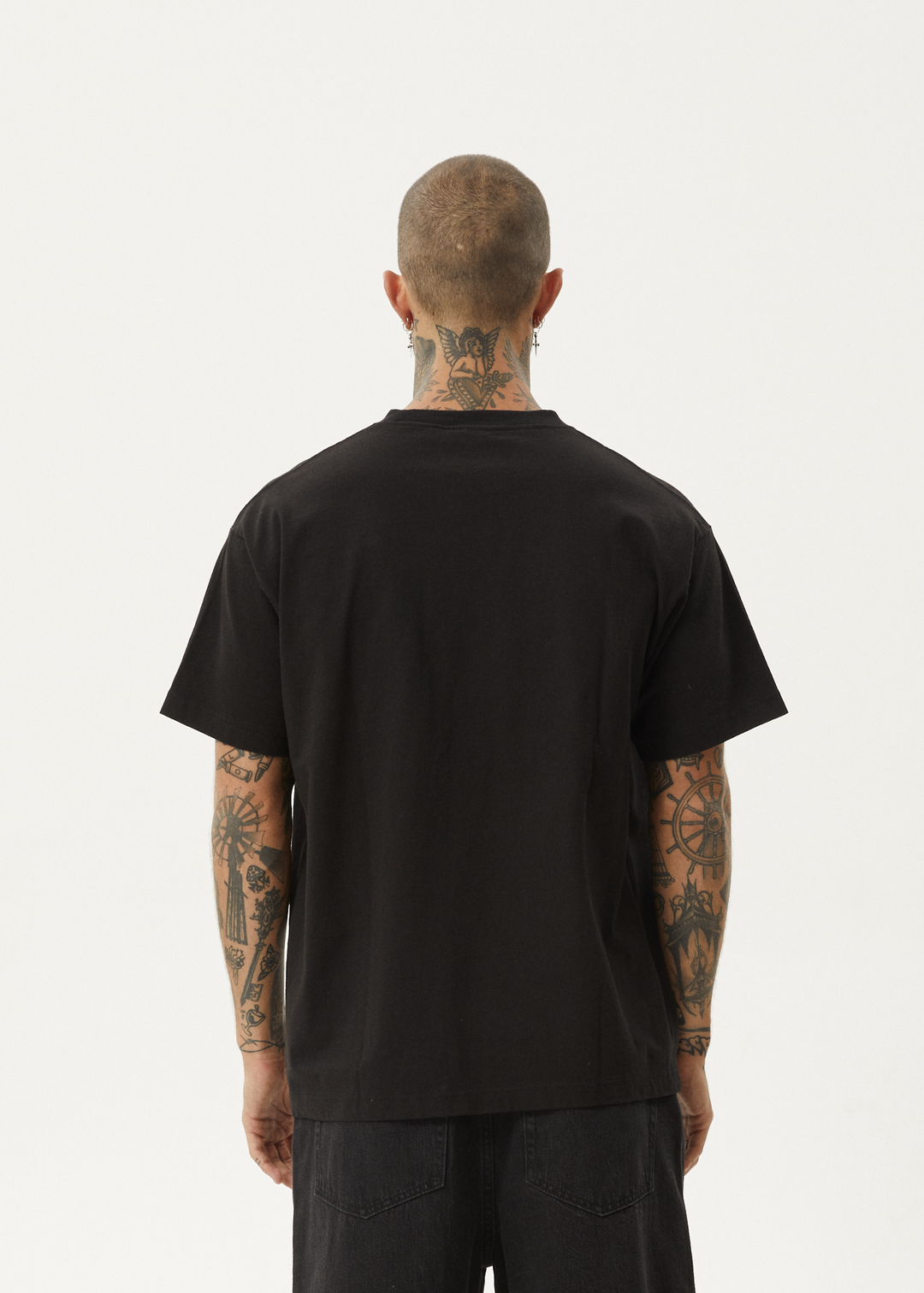 AFENDS Mens Bad Luck - Heavy Boxy Fit Tee - Black 