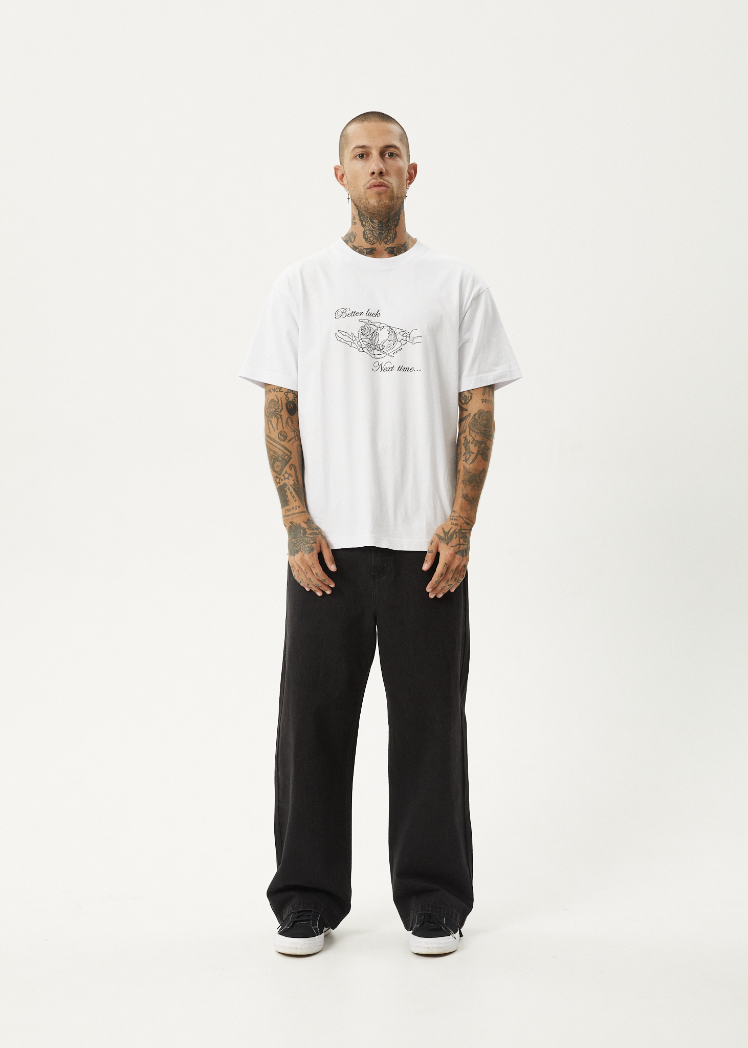AFENDS Mens Bad Luck - Heavy Boxy Tee - White