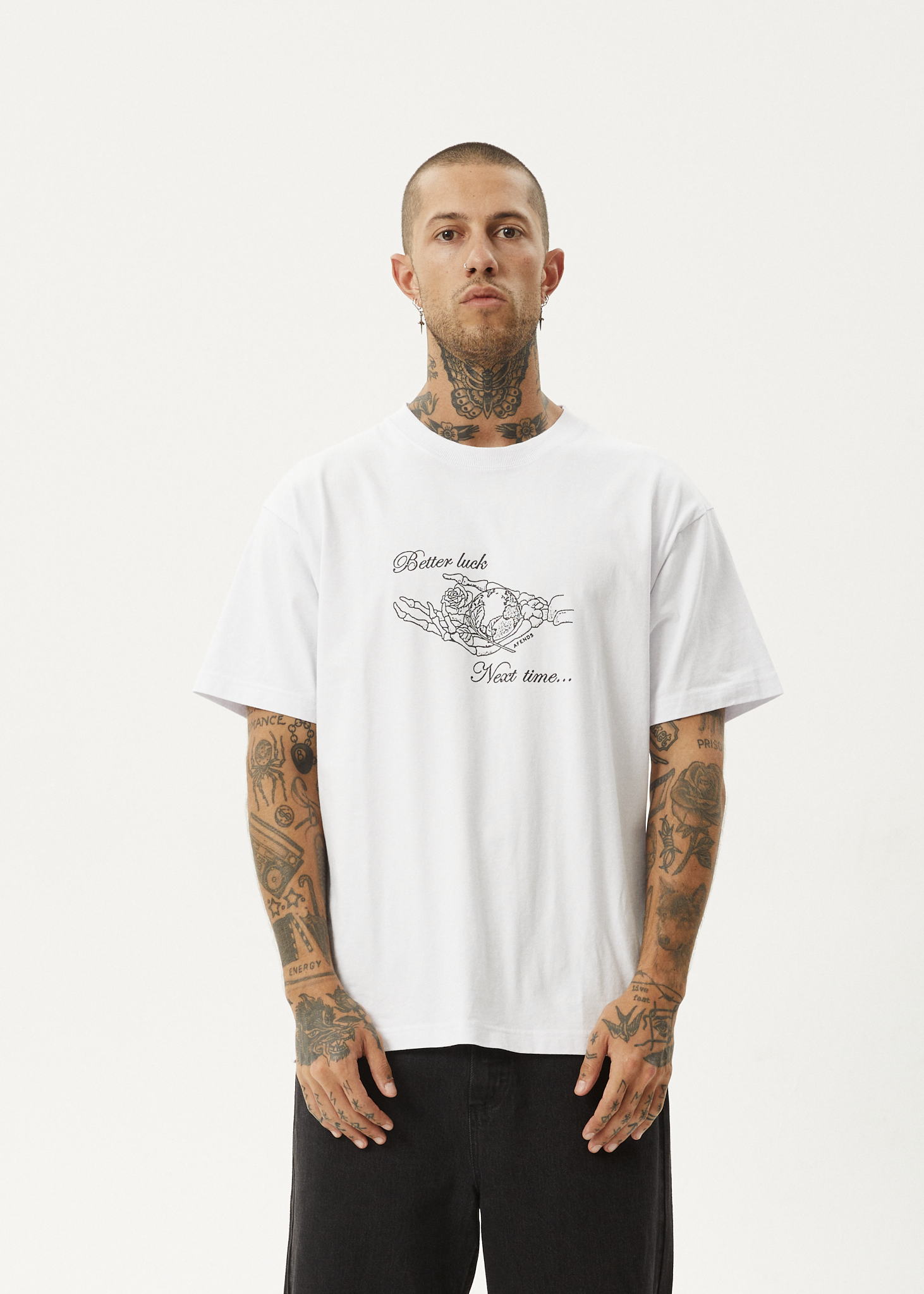 AFENDS Mens Bad Luck - Heavy Boxy Tee - White