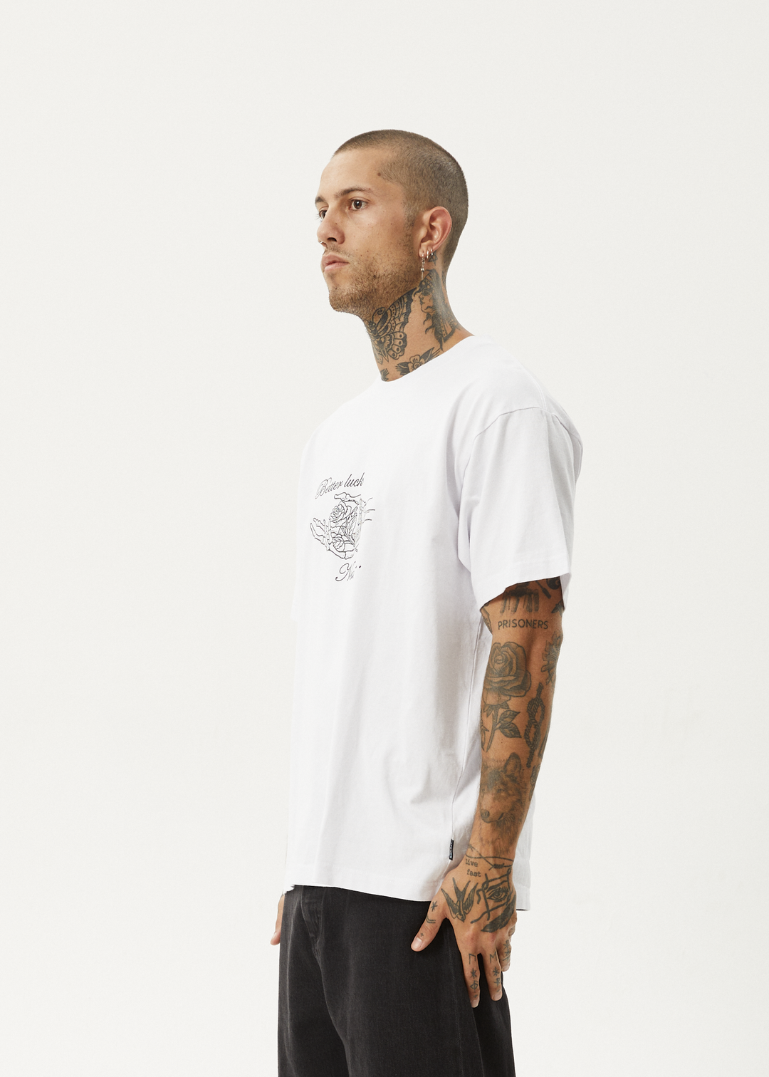 AFENDS Mens Bad Luck - Heavy Boxy Fit Tee - White 