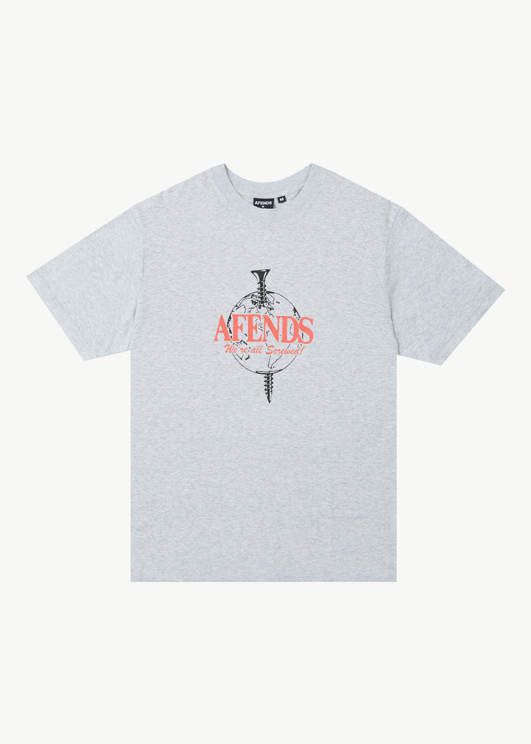 AFENDS Mens Screwed - Retro Fit Tee - Shadow Grey Marle 