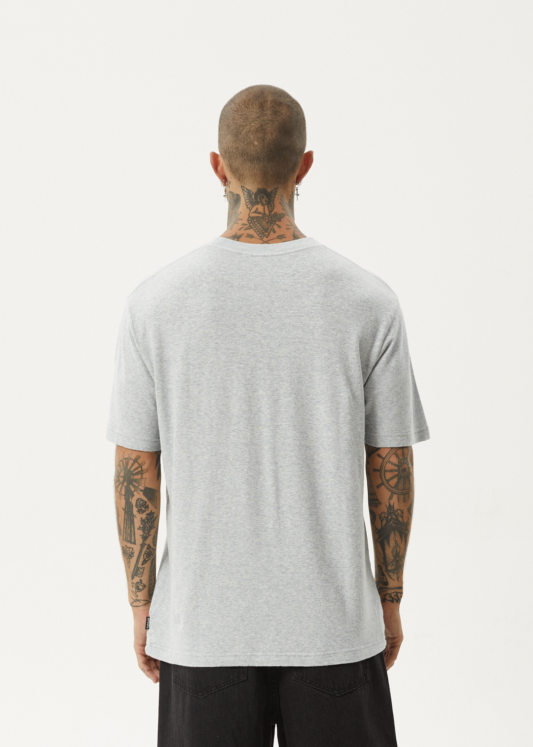 AFENDS Mens Screwed - Retro Fit Tee - Shadow Grey Marle 