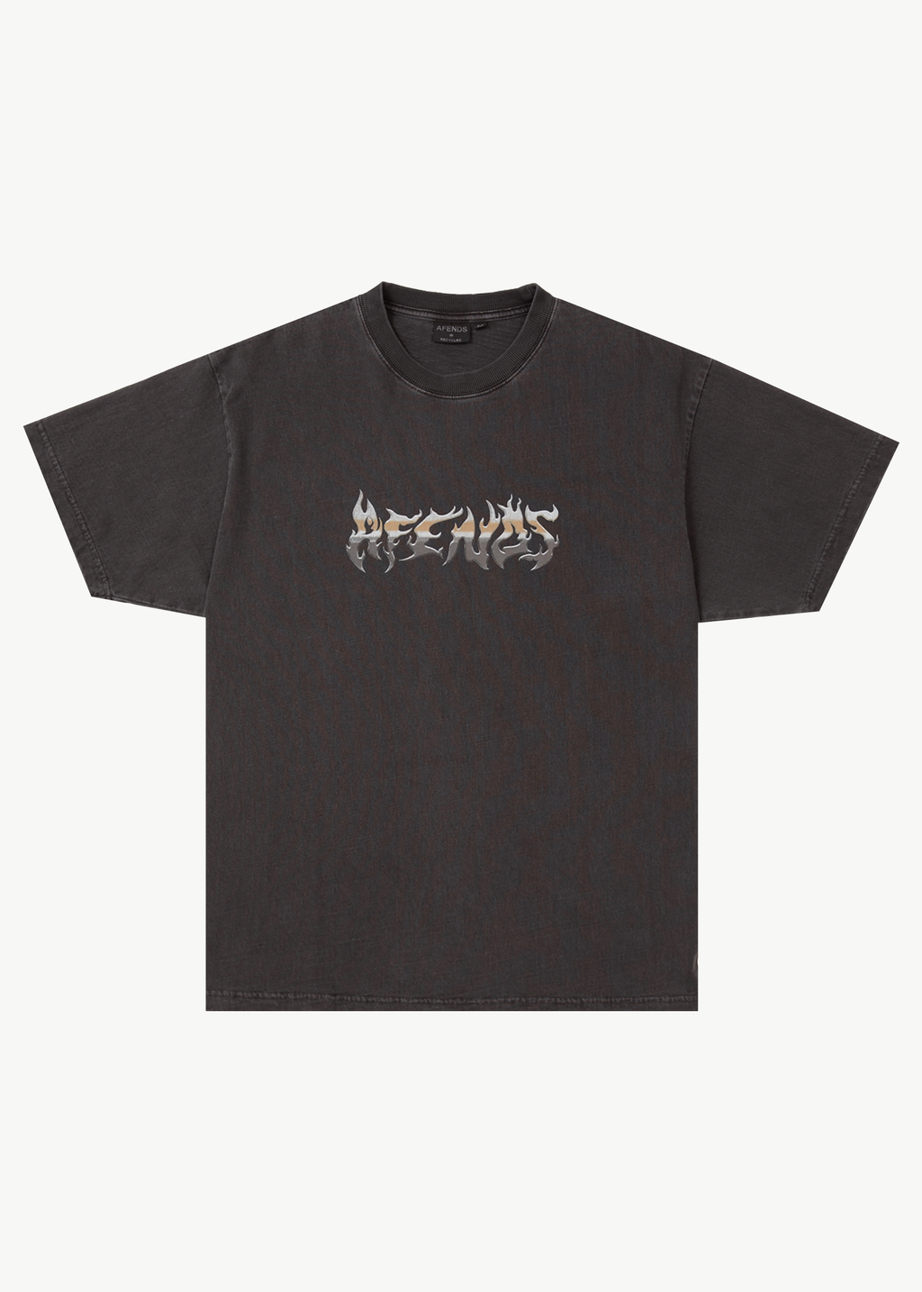 AFENDS Mens Scorched - Heavyweight Boxy Tee - Stone Black