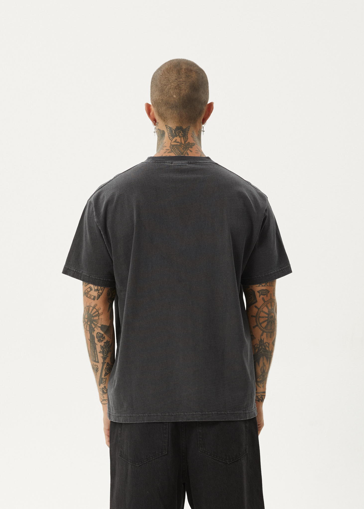 AFENDS Mens Scorched - Heavyweight Boxy Tee - Stone Black