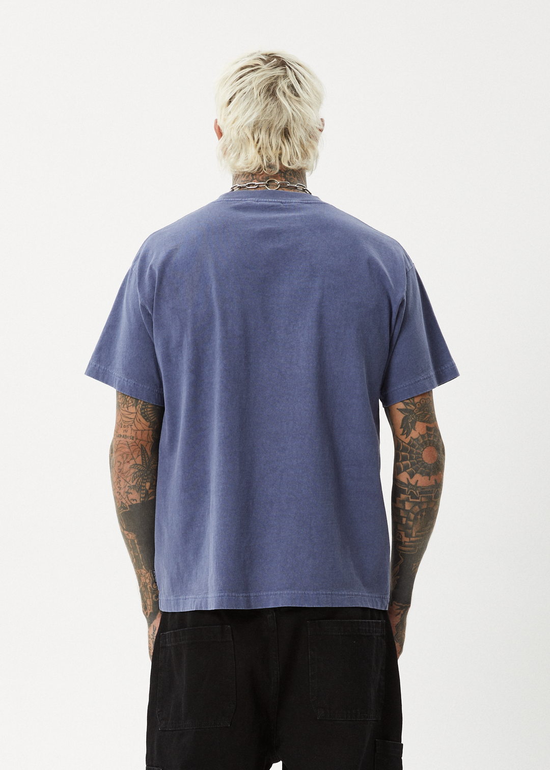 AFENDS Mens Scorched - Heavy Boxy Fit Tee - Washed Marlin 