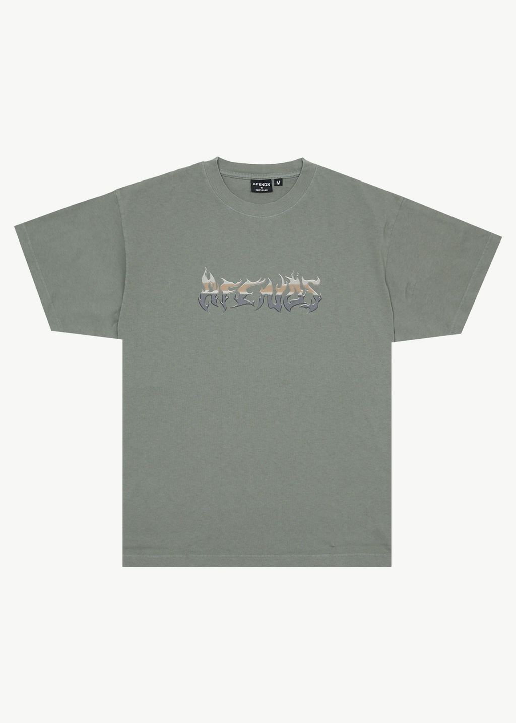 AFENDS Mens Scorched - Heavyweight Boxy Tee - Washed Sycamore