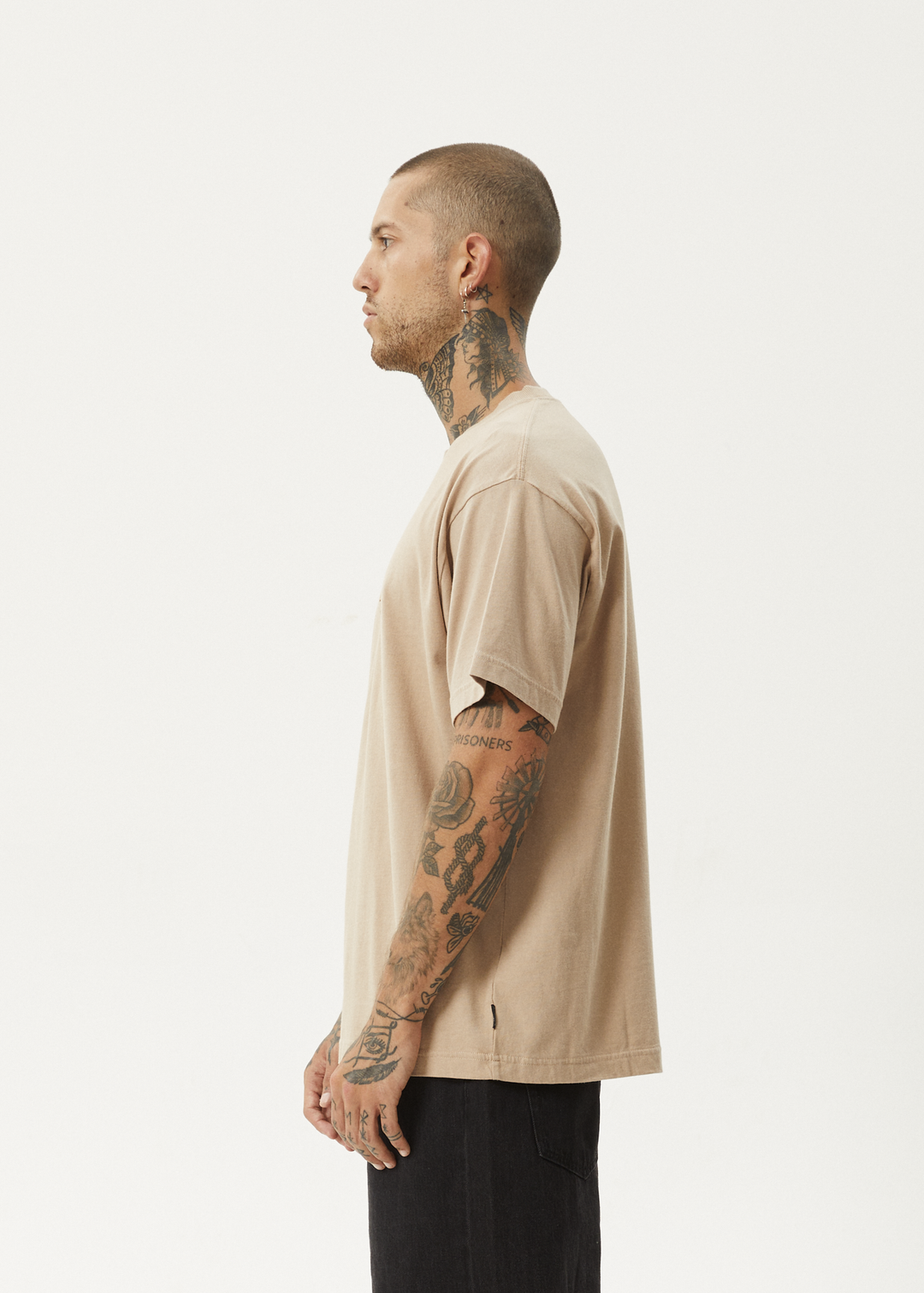 AFENDS Mens Age Old - Boxy Fit Tee - Taupe 