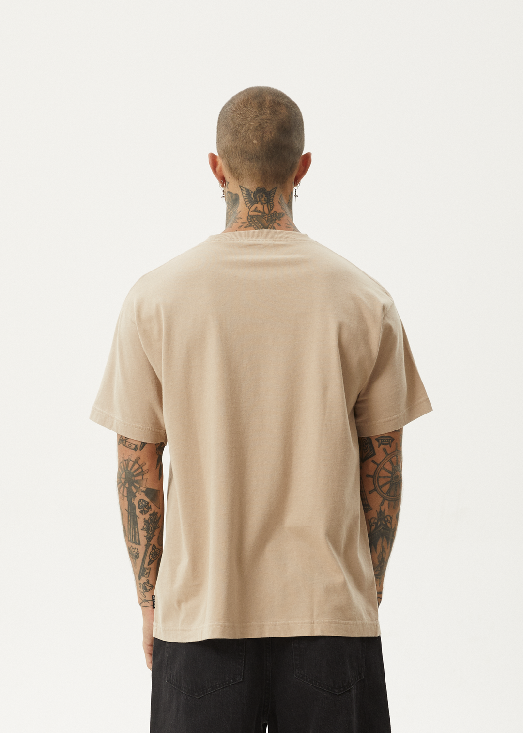 AFENDS Mens Age Old - Boxy Fit Tee - Taupe 