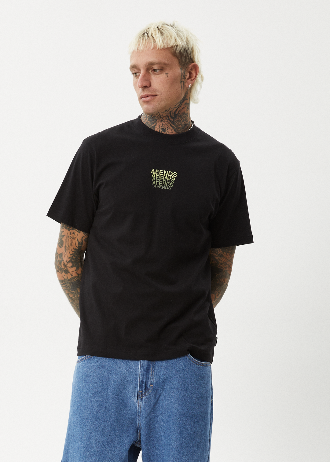 AFENDS Mens Repeat - Retro Fit Tee - Black 