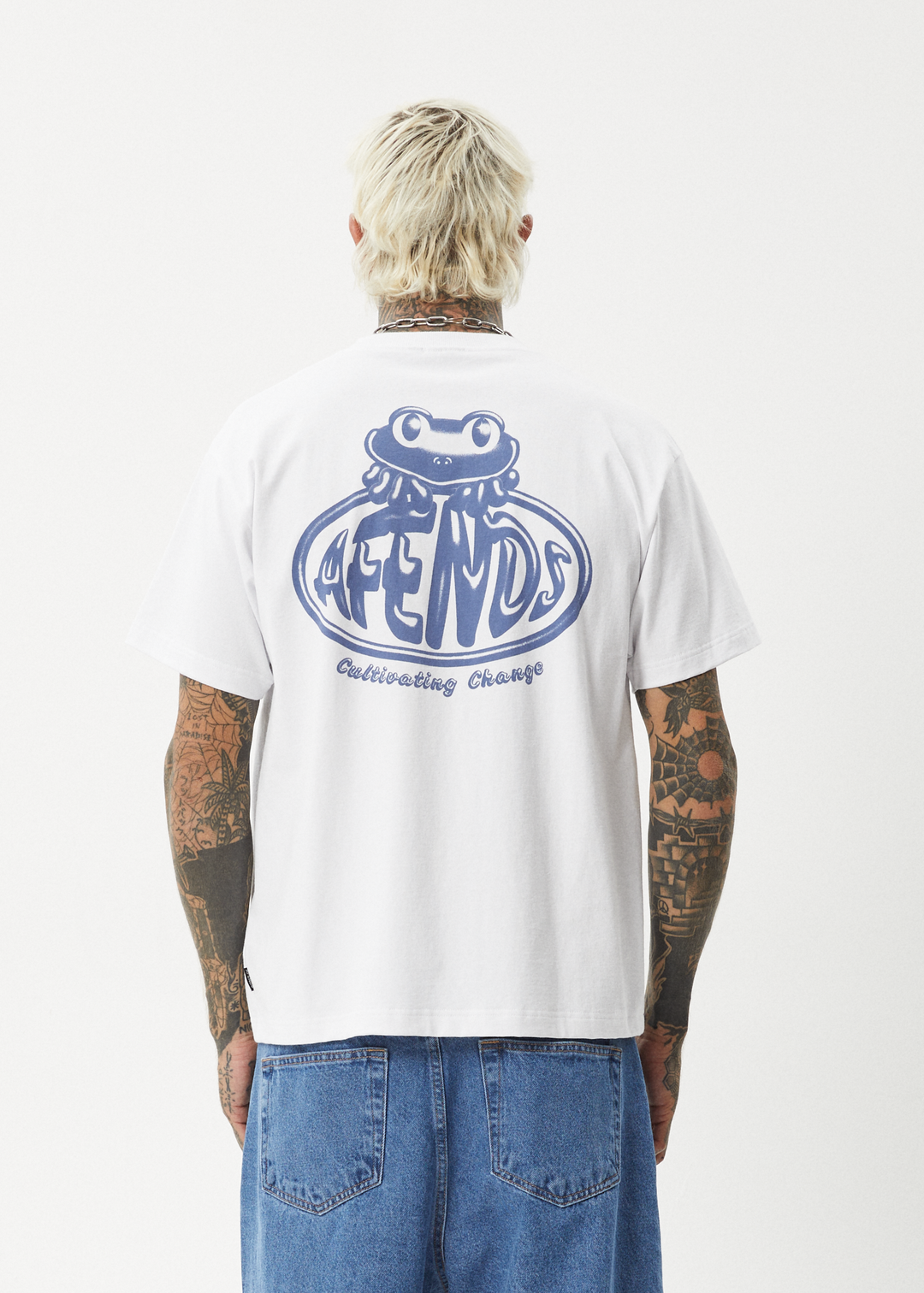 AFENDS Mens Frogga - Heavy Boxy Fit Tee - White 