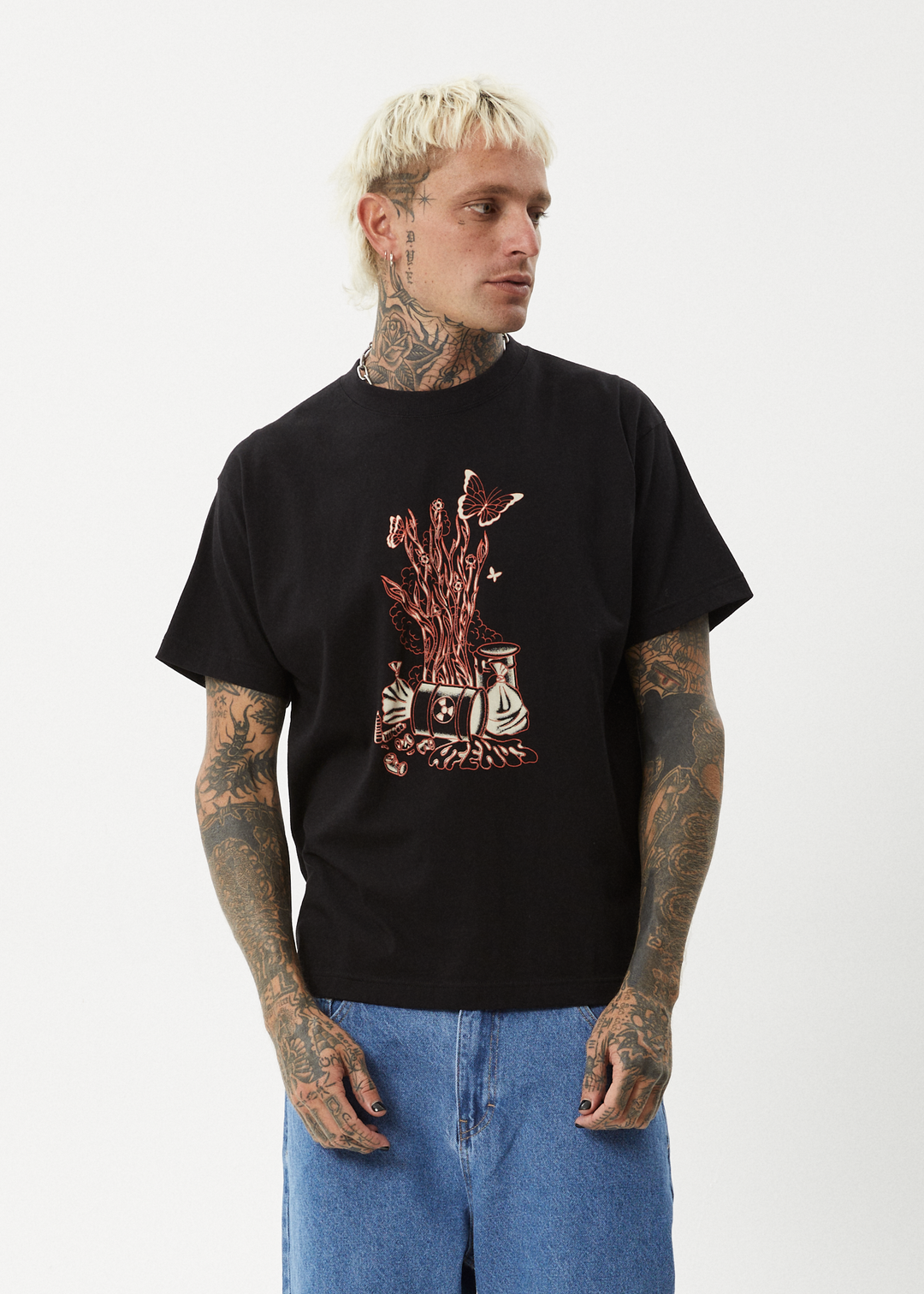 AFENDS Mens Regrowth - Boxy Fit Tee - Black 